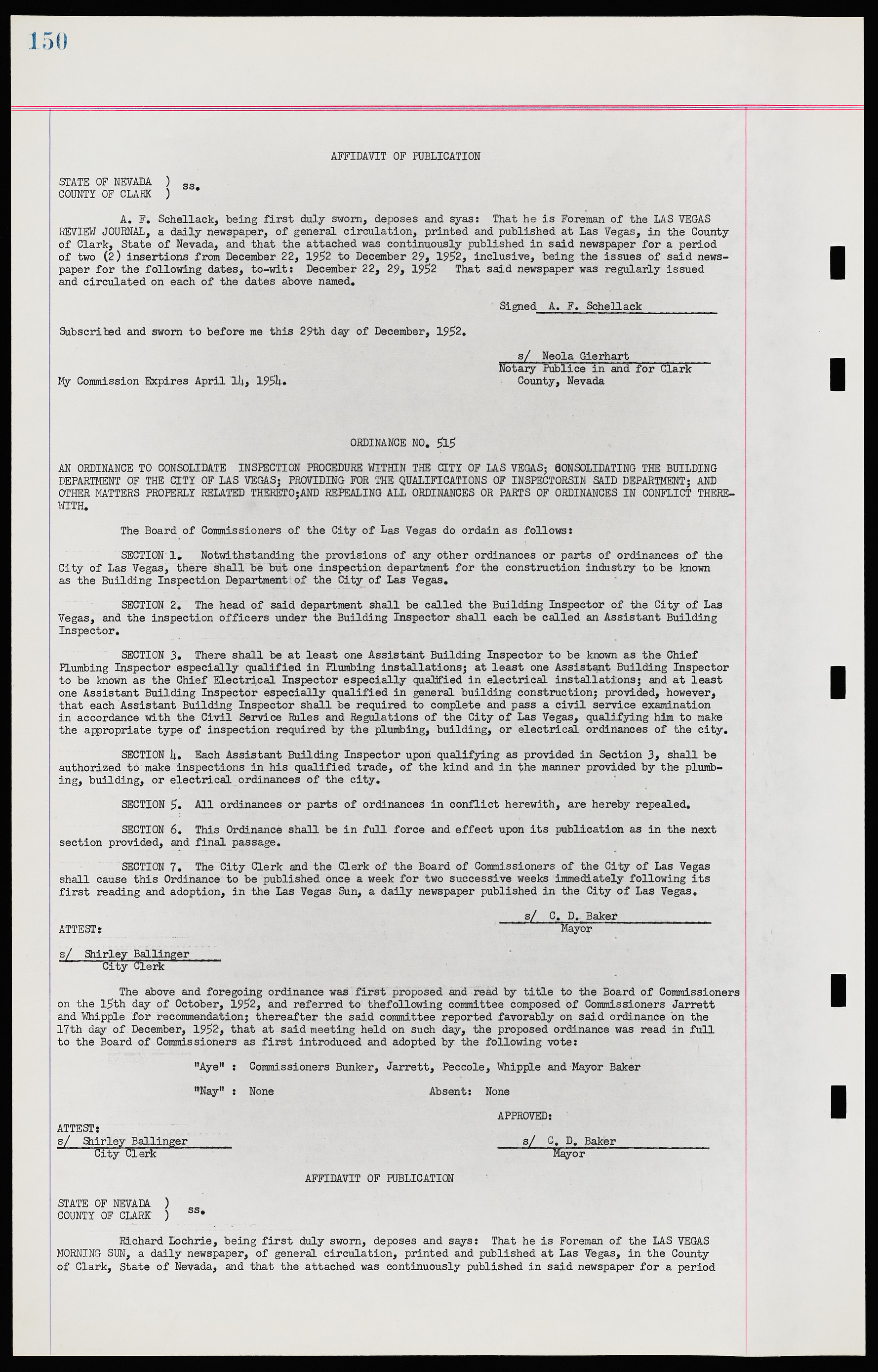 Las Vegas City Ordinances, November 13, 1950 to August 6, 1958, lvc000015-158