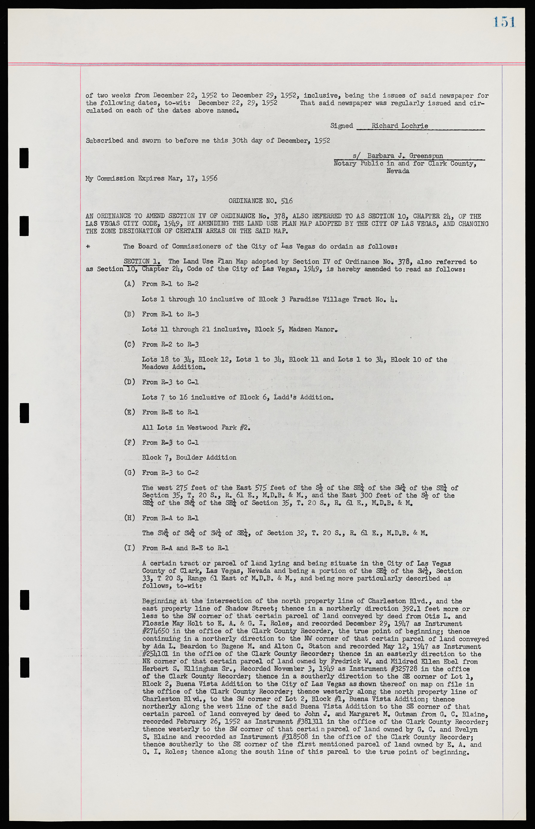 Las Vegas City Ordinances, November 13, 1950 to August 6, 1958, lvc000015-159