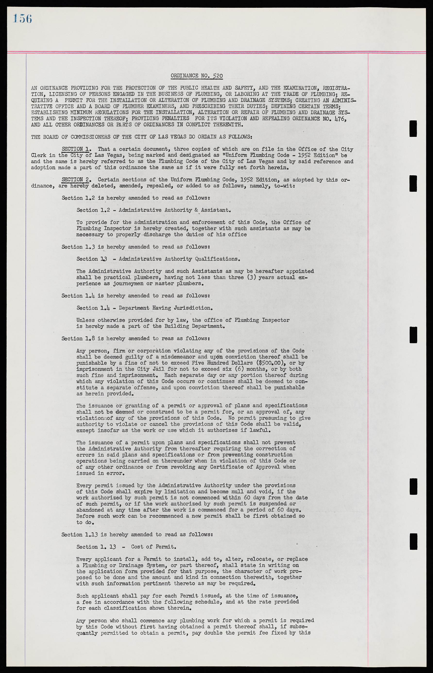 Las Vegas City Ordinances, November 13, 1950 to August 6, 1958, lvc000015-164