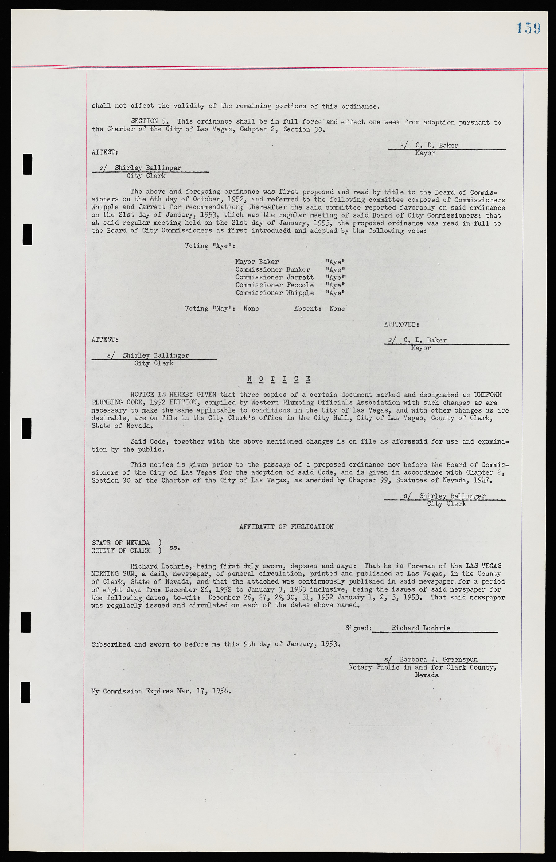 Las Vegas City Ordinances, November 13, 1950 to August 6, 1958, lvc000015-167