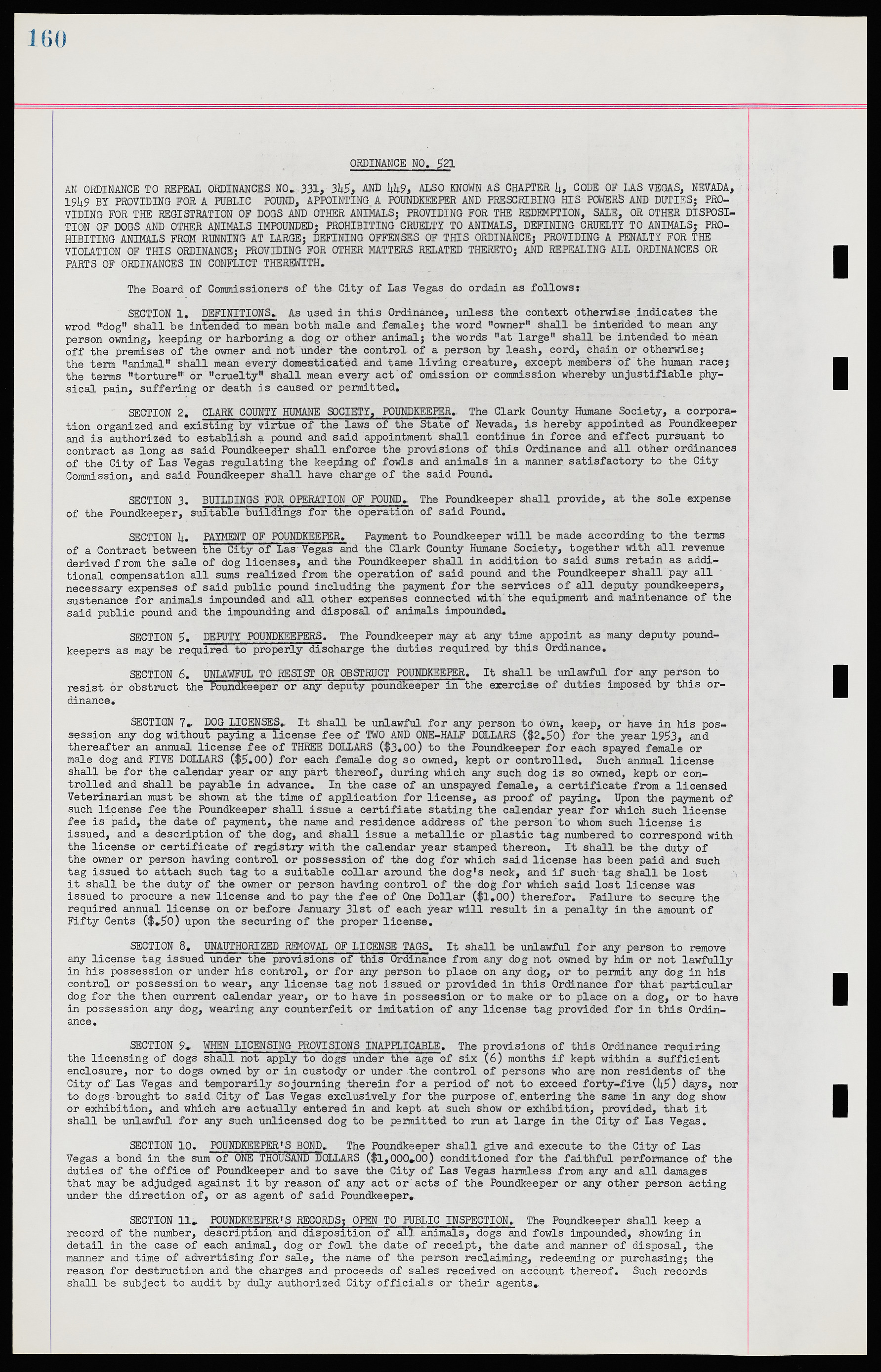 Las Vegas City Ordinances, November 13, 1950 to August 6, 1958, lvc000015-168
