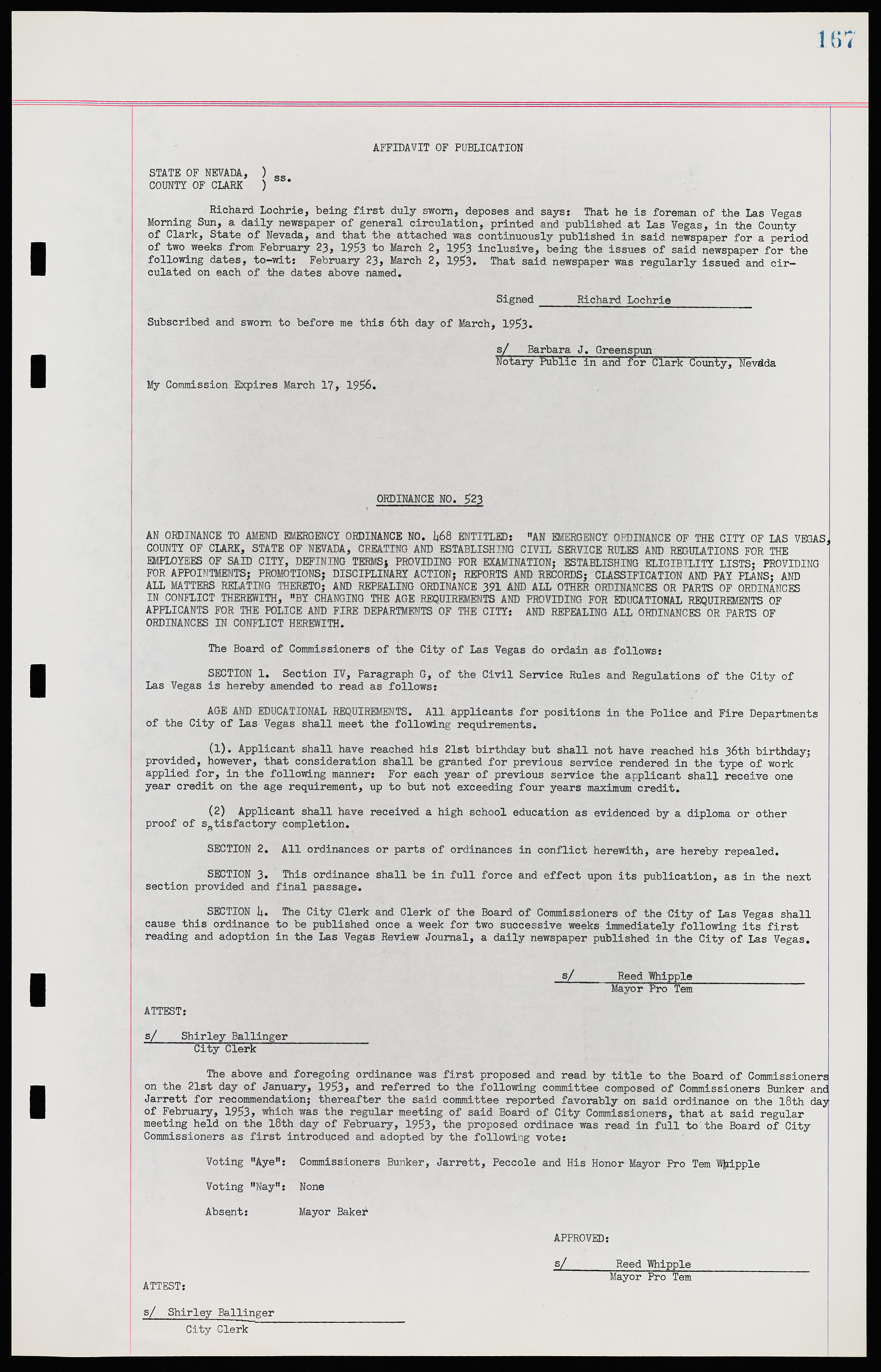 Las Vegas City Ordinances, November 13, 1950 to August 6, 1958, lvc000015-175