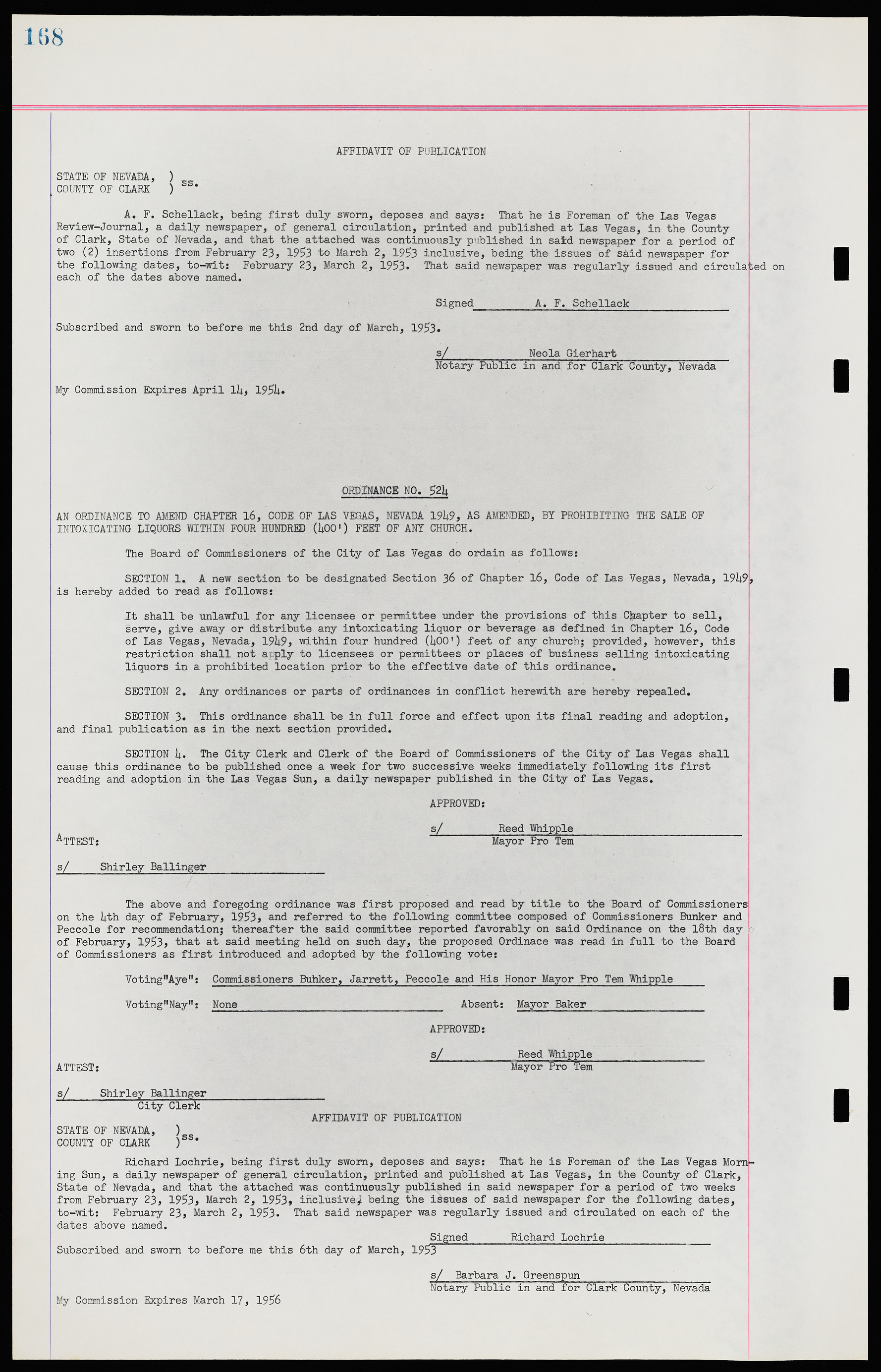 Las Vegas City Ordinances, November 13, 1950 to August 6, 1958, lvc000015-176