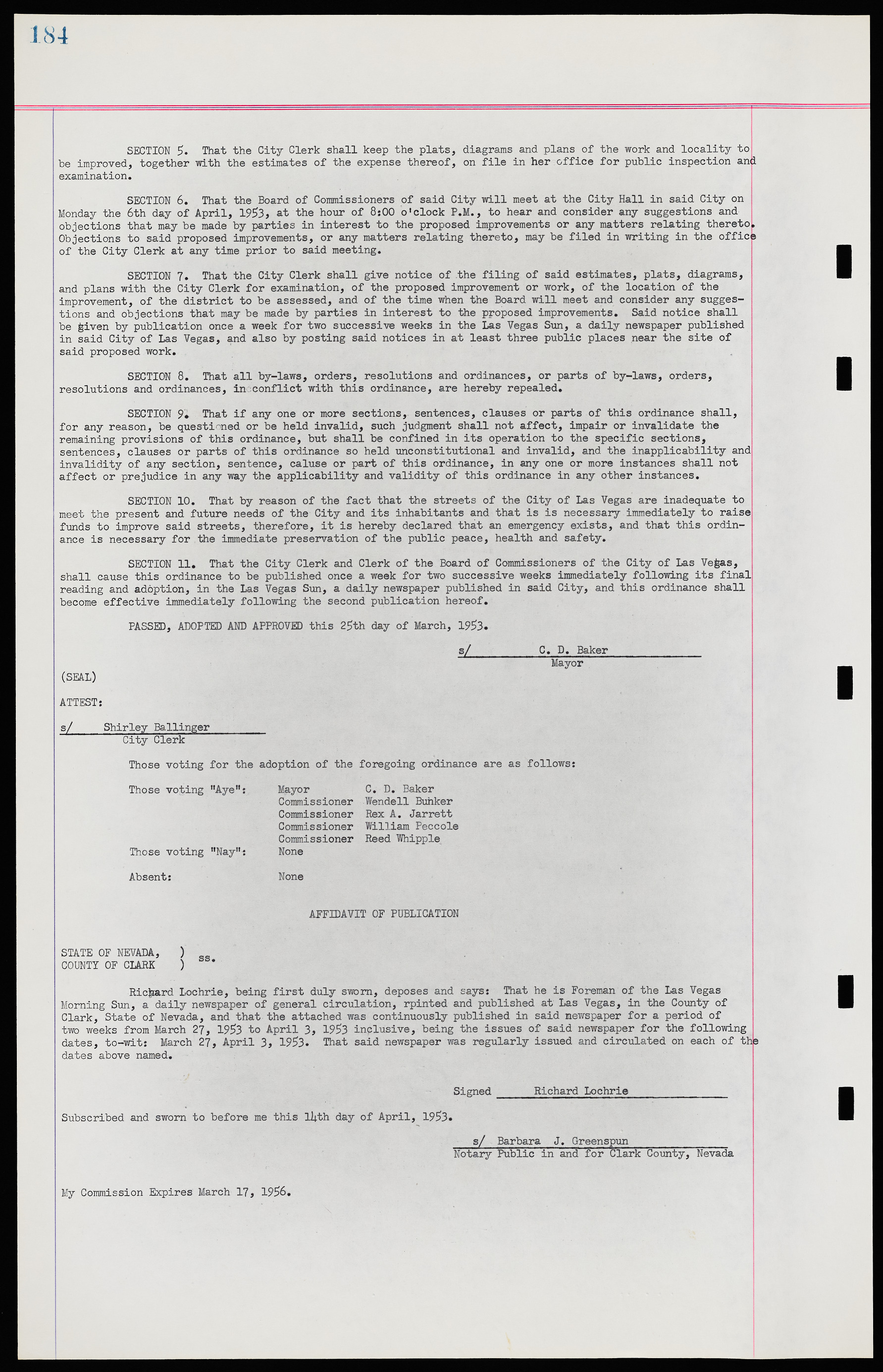 Las Vegas City Ordinances, November 13, 1950 to August 6, 1958, lvc000015-192