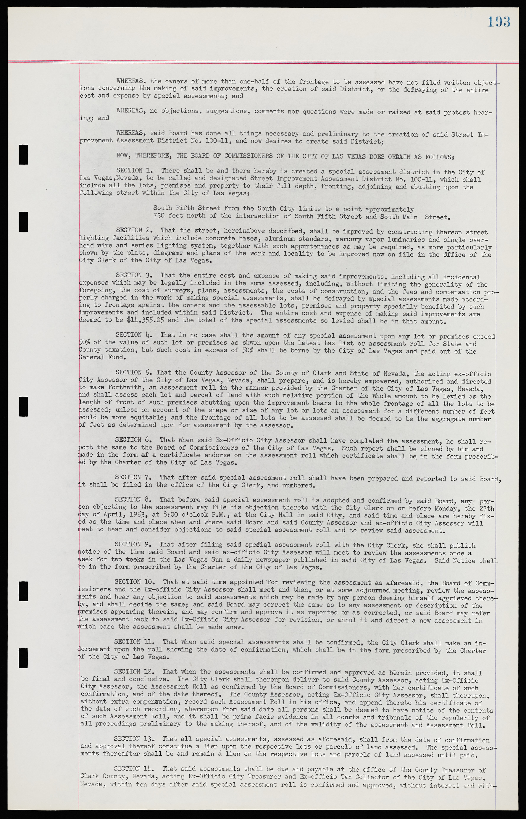 Las Vegas City Ordinances, November 13, 1950 to August 6, 1958, lvc000015-201