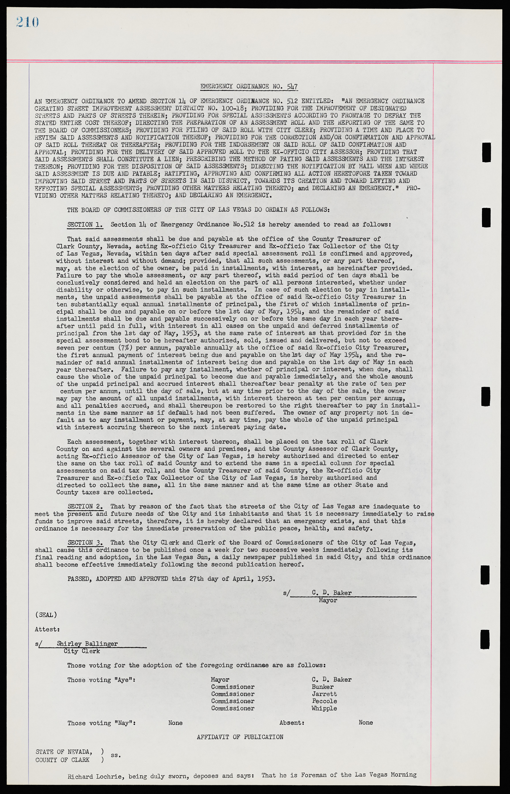Las Vegas City Ordinances, November 13, 1950 to August 6, 1958, lvc000015-218