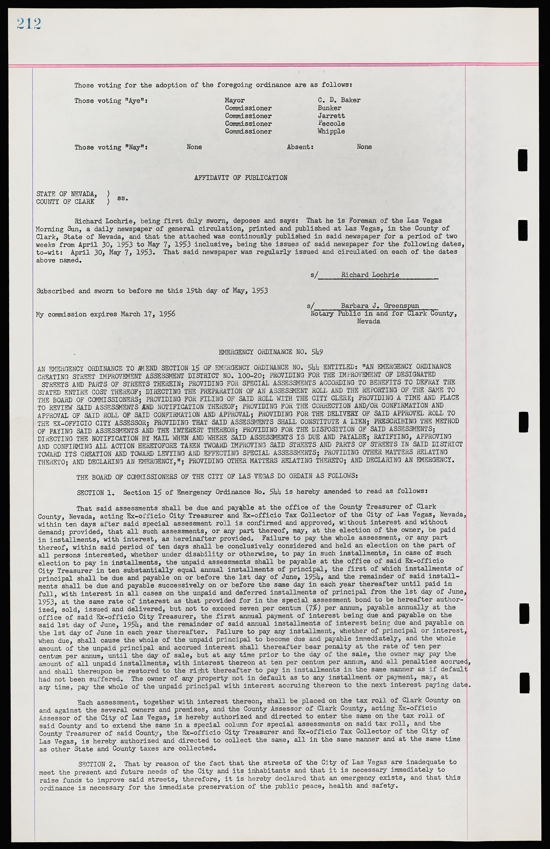 Las Vegas City Ordinances, November 13, 1950 to August 6, 1958, lvc000015-220