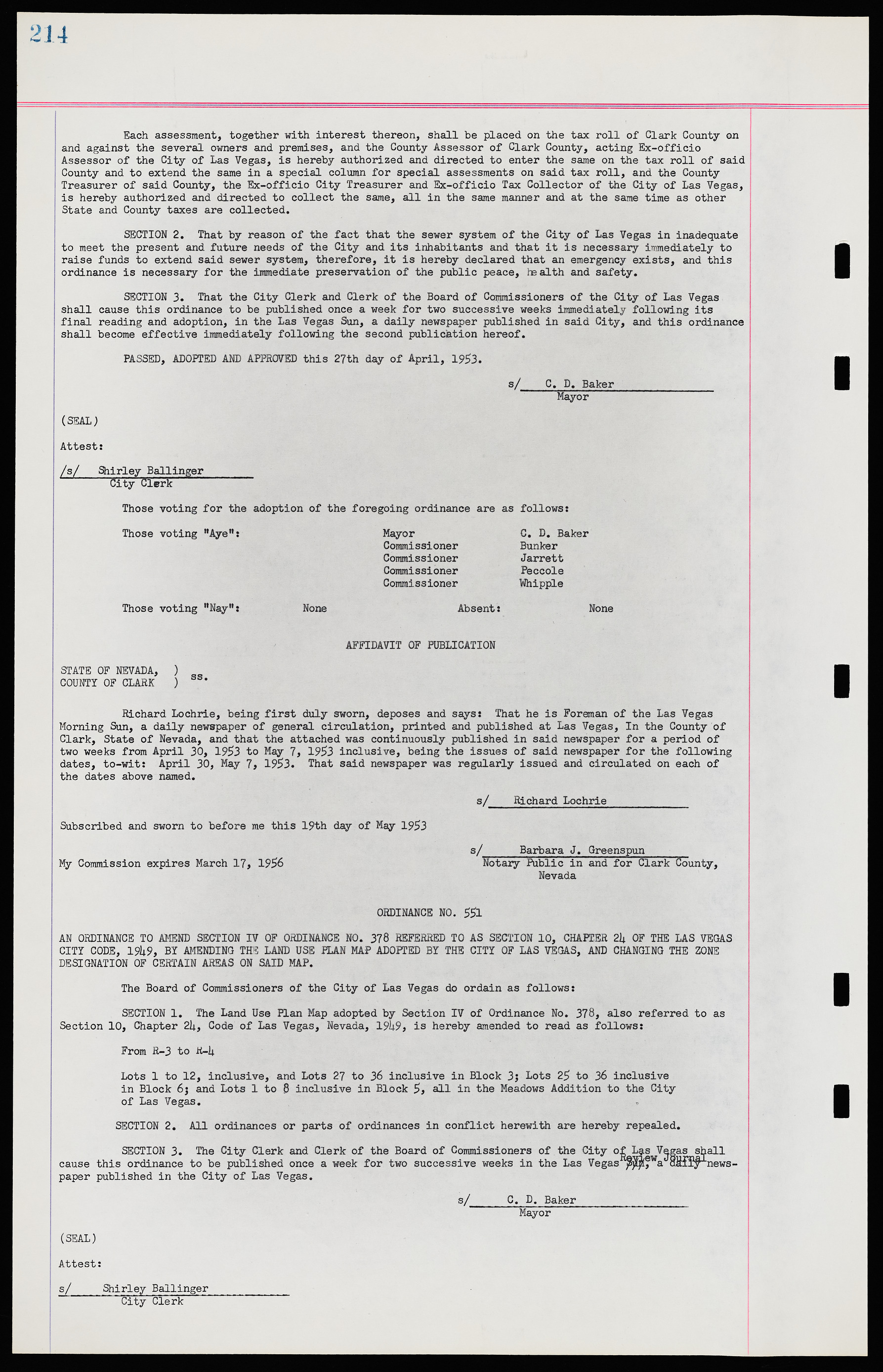 Las Vegas City Ordinances, November 13, 1950 to August 6, 1958, lvc000015-222