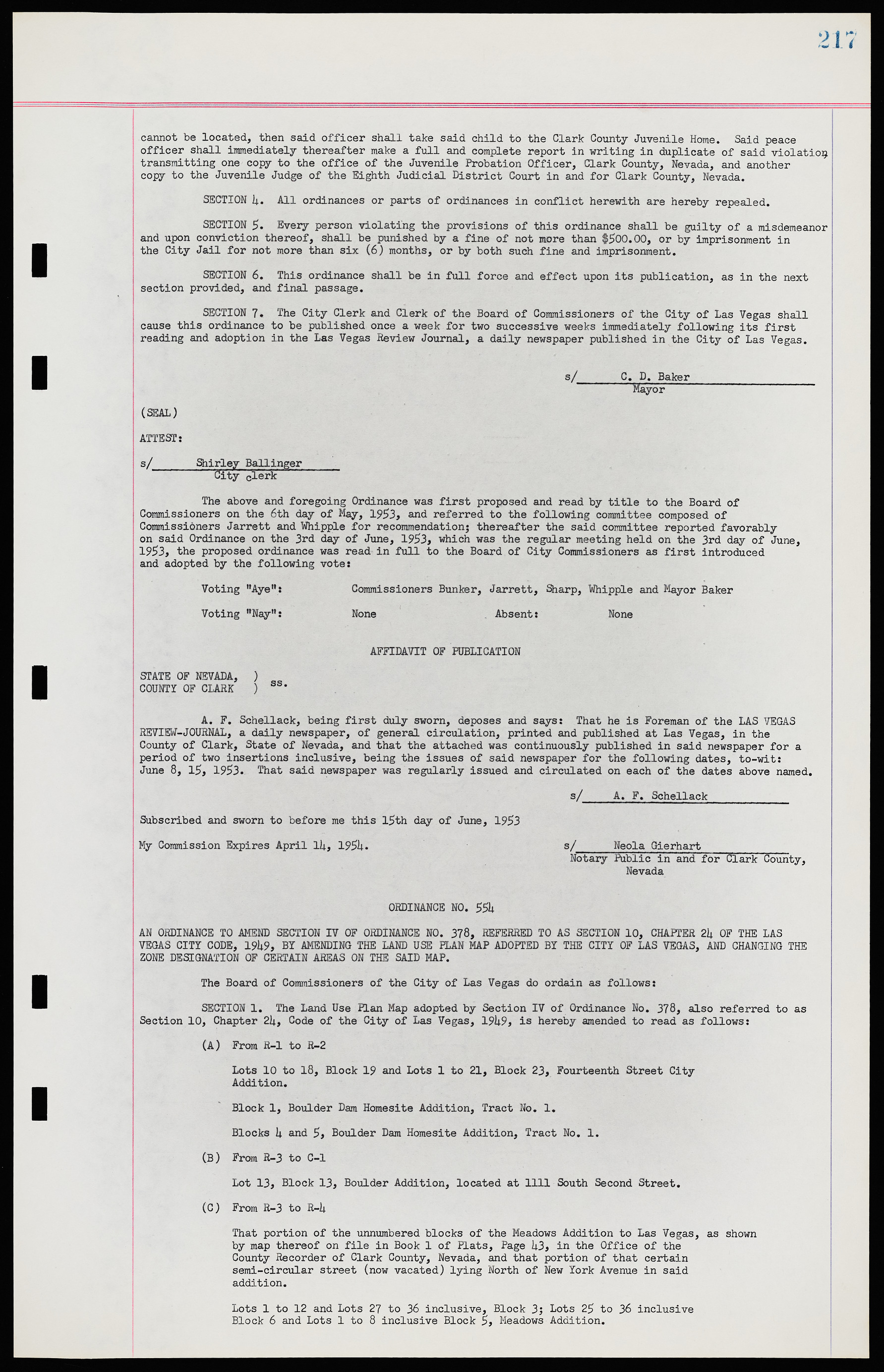 Las Vegas City Ordinances, November 13, 1950 to August 6, 1958, lvc000015-225