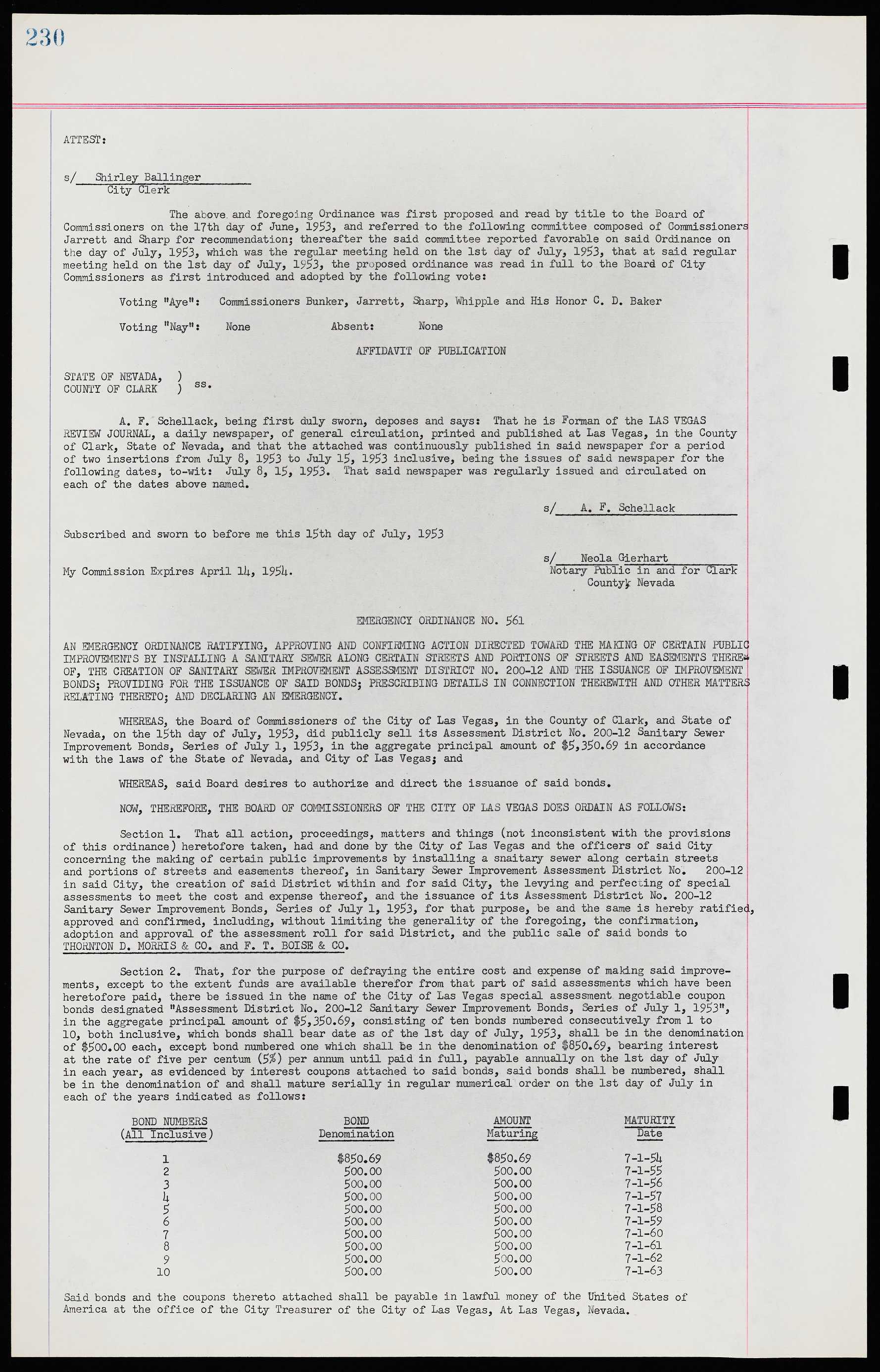 Las Vegas City Ordinances, November 13, 1950 to August 6, 1958, lvc000015-238