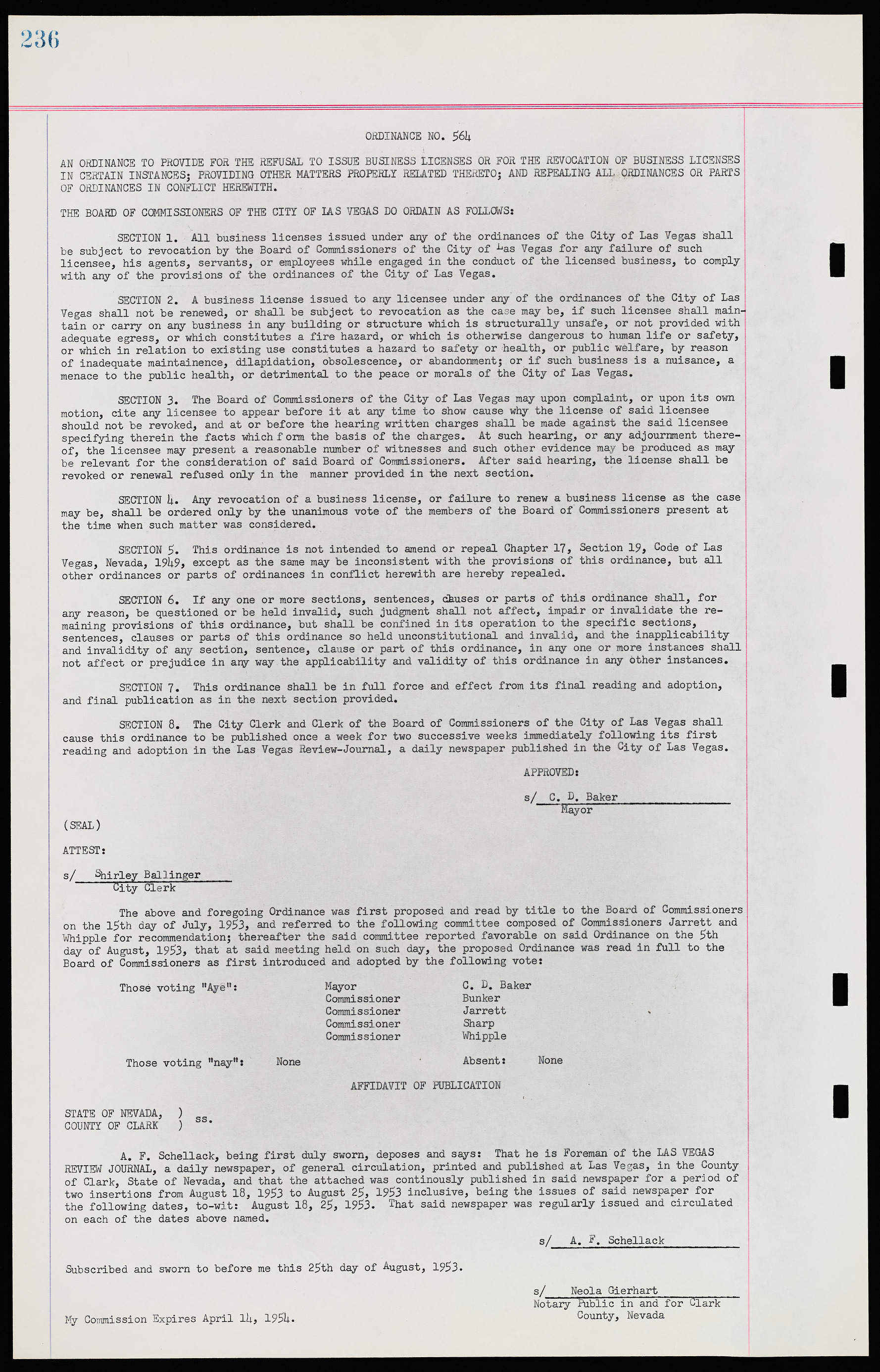 Las Vegas City Ordinances, November 13, 1950 to August 6, 1958, lvc000015-244