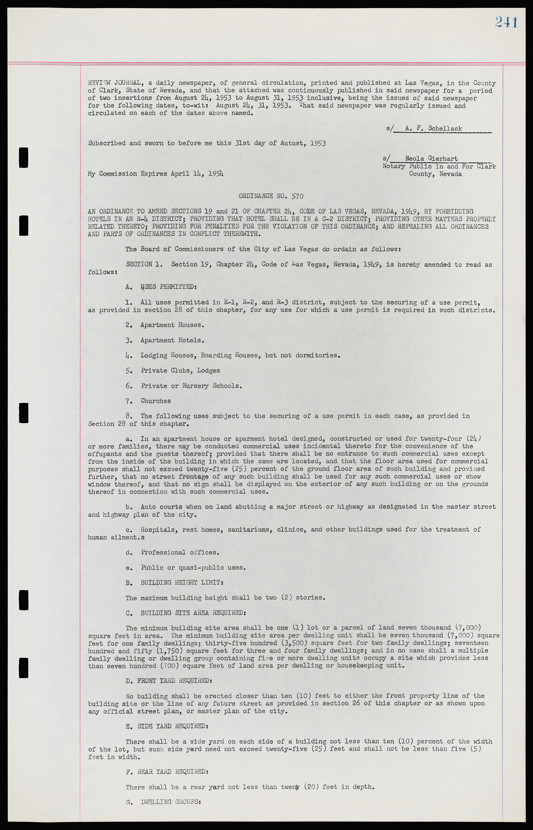 Las Vegas City Ordinances, November 13, 1950 to August 6, 1958, lvc000015-249