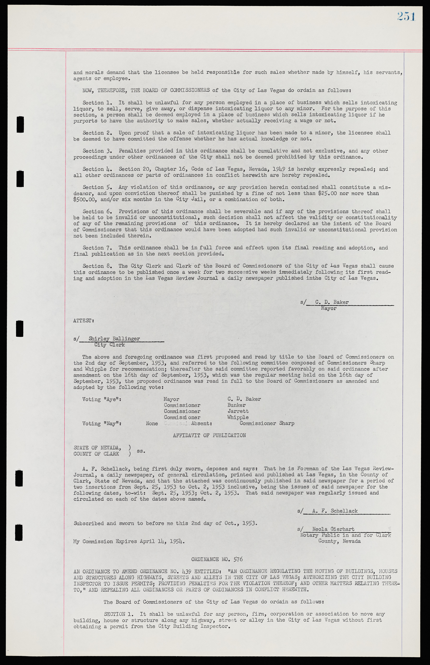 Las Vegas City Ordinances, November 13, 1950 to August 6, 1958, lvc000015-259