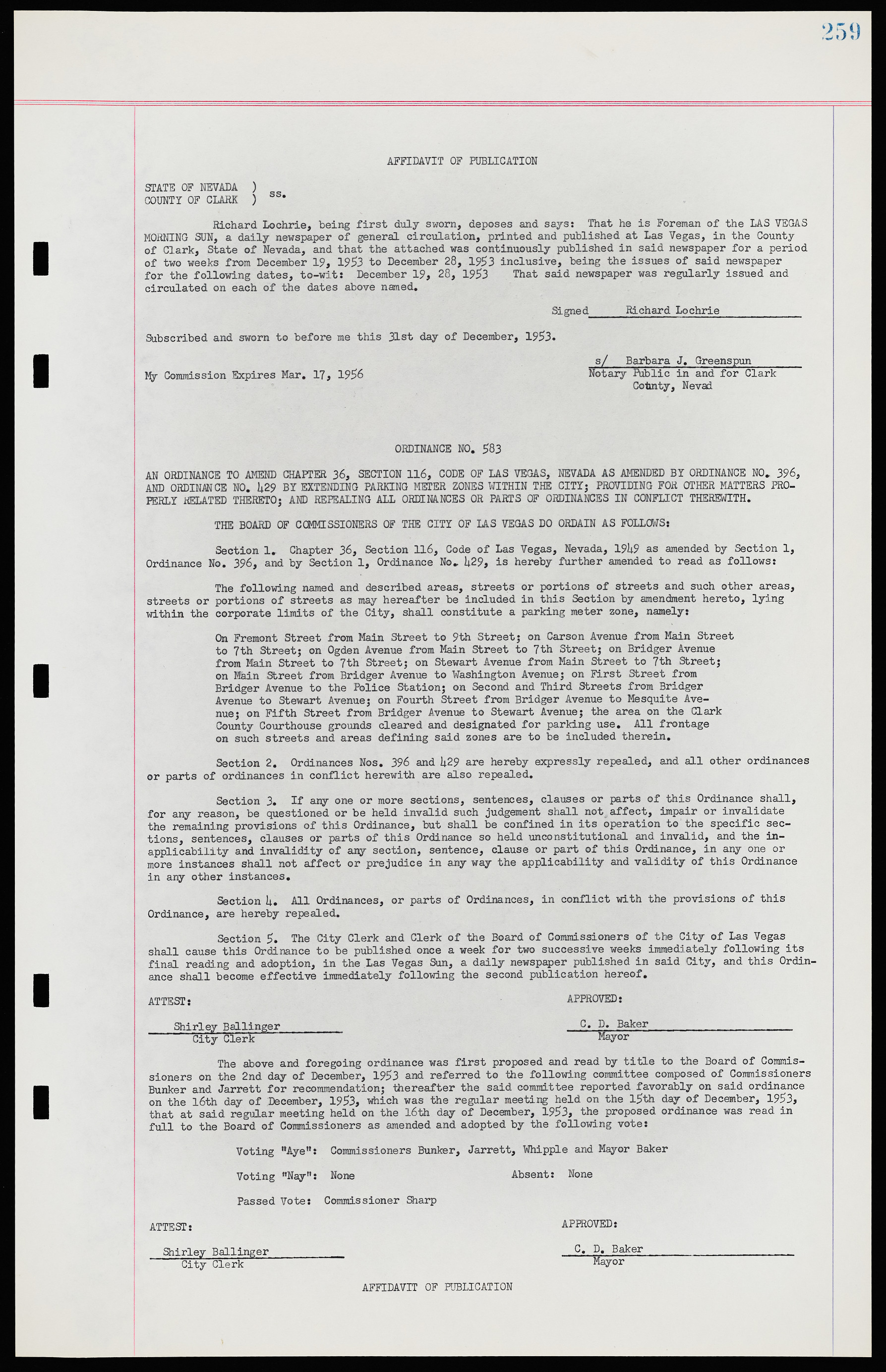 Las Vegas City Ordinances, November 13, 1950 to August 6, 1958, lvc000015-267