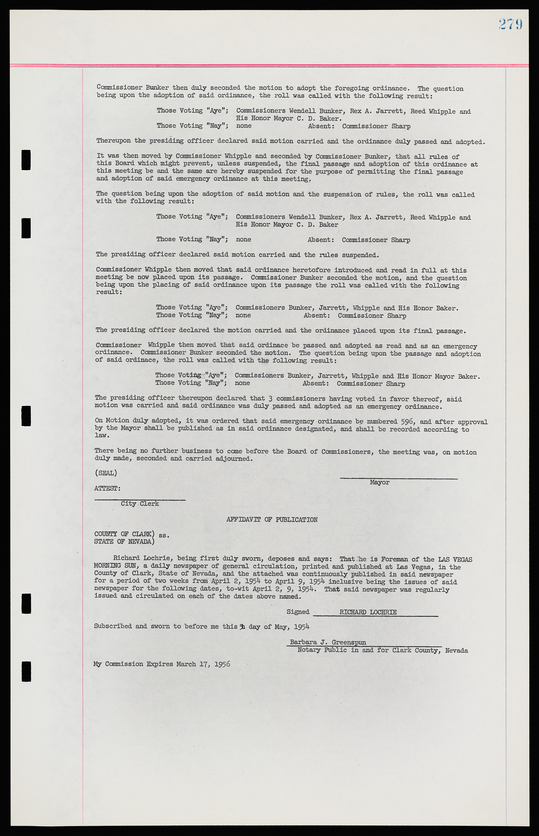 Las Vegas City Ordinances, November 13, 1950 to August 6, 1958, lvc000015-287