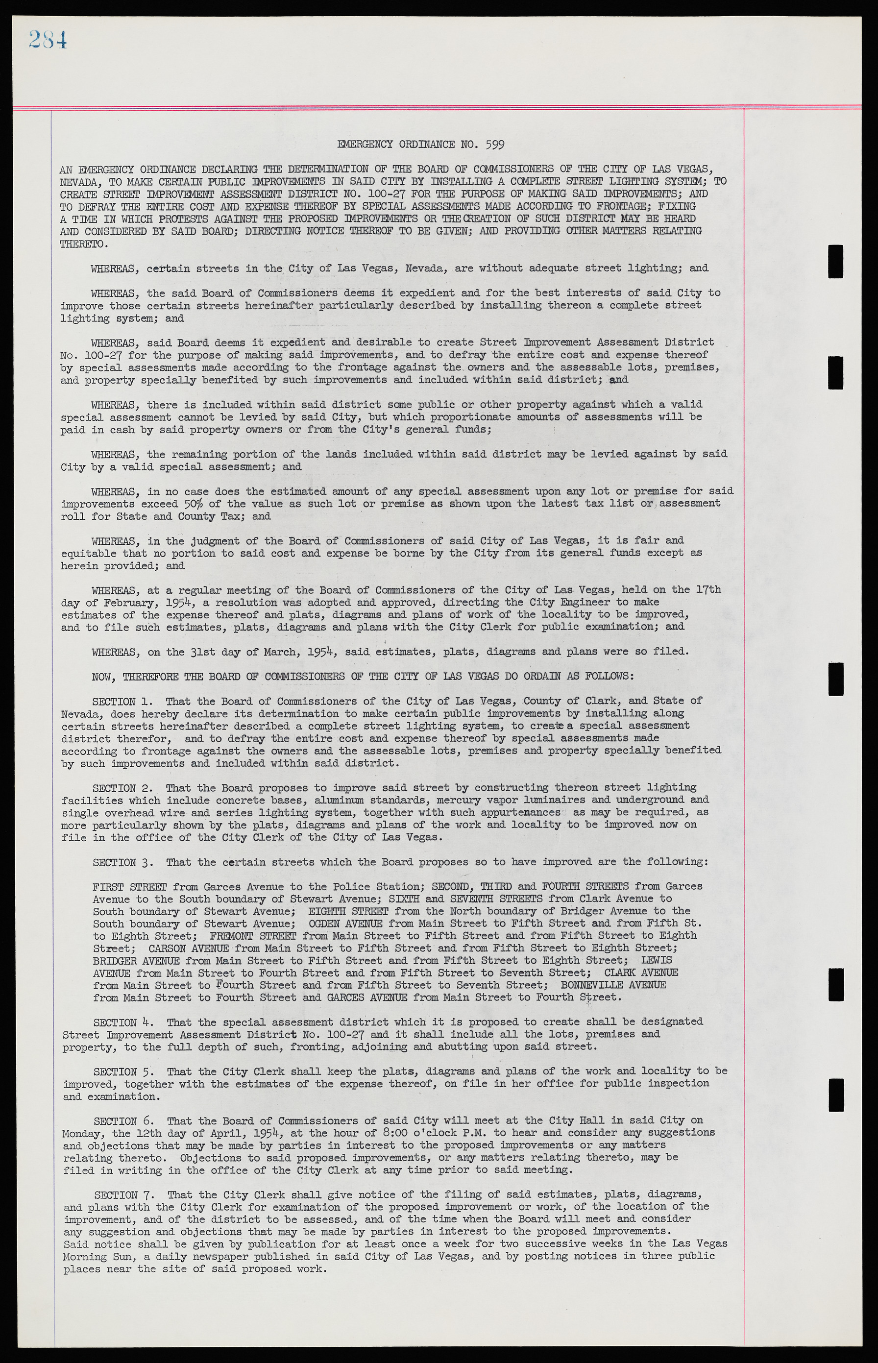 Las Vegas City Ordinances, November 13, 1950 to August 6, 1958, lvc000015-292