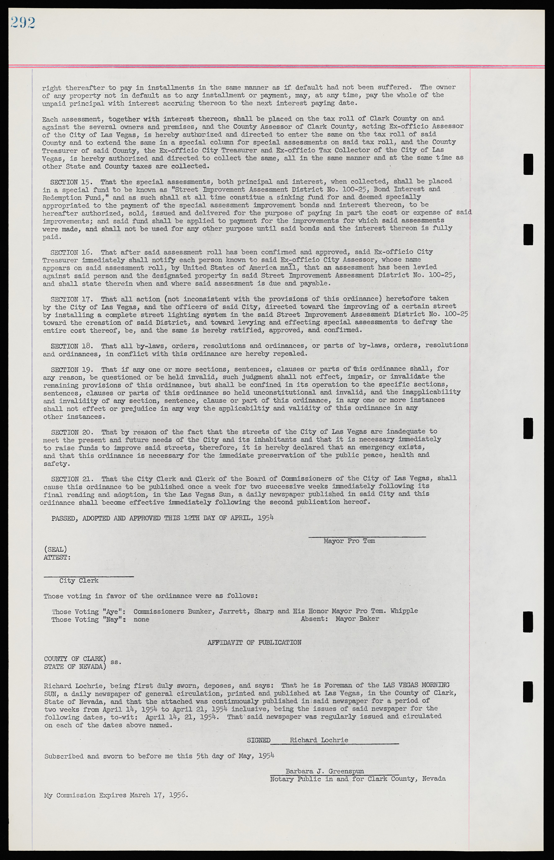 Las Vegas City Ordinances, November 13, 1950 to August 6, 1958, lvc000015-300