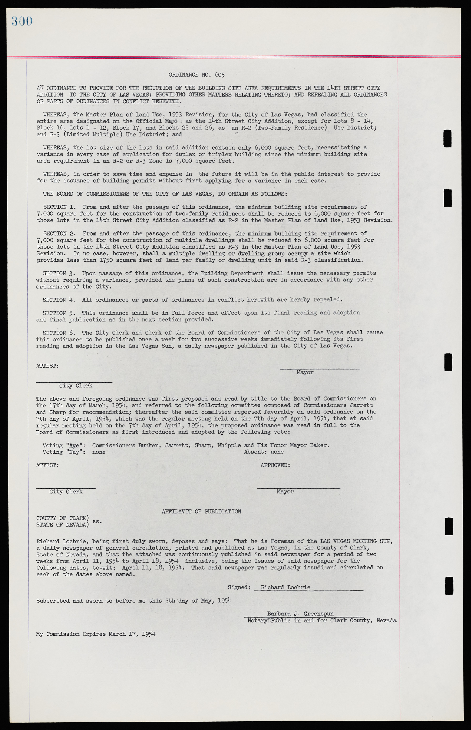 Las Vegas City Ordinances, November 13, 1950 to August 6, 1958, lvc000015-308