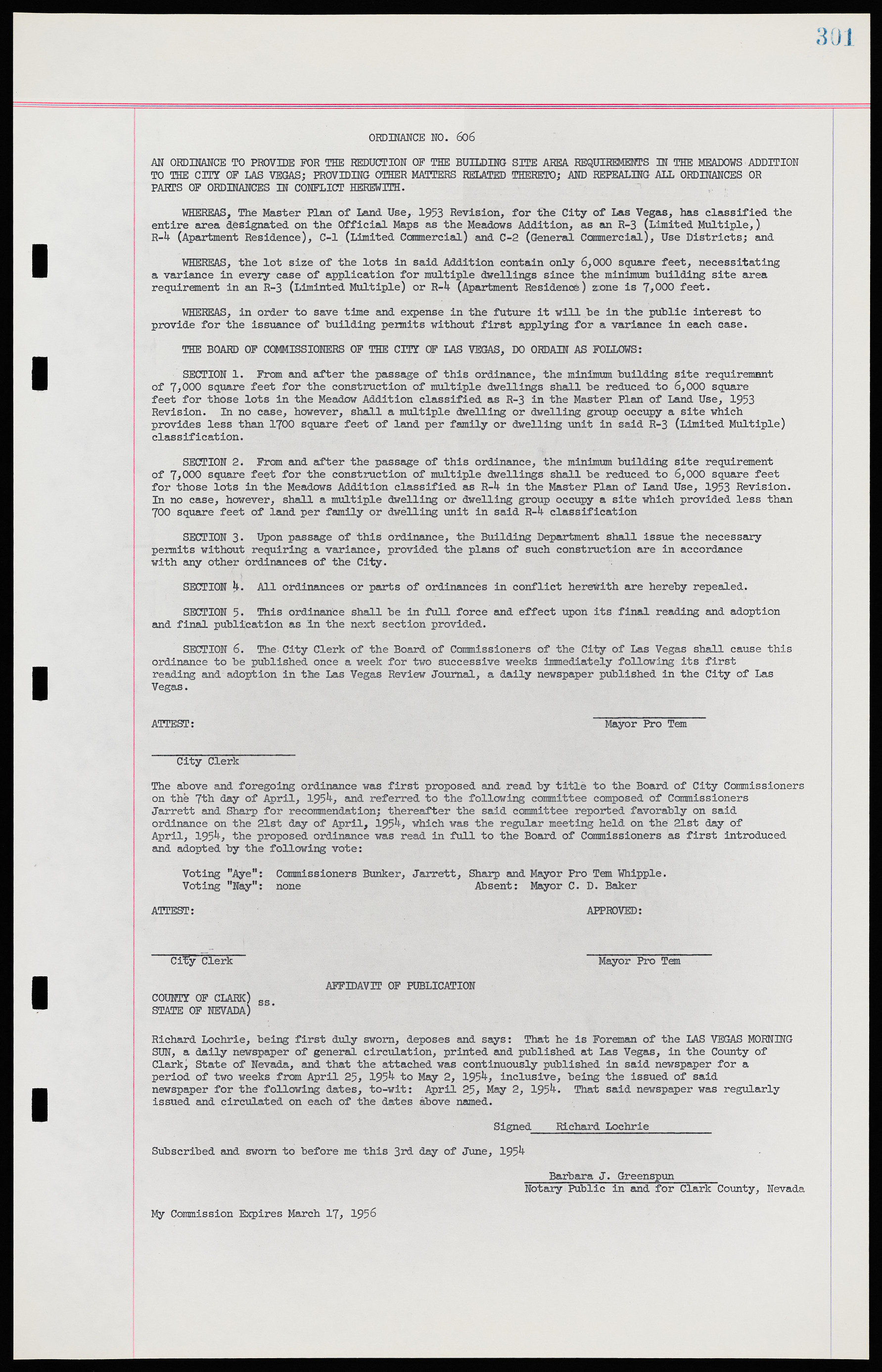 Las Vegas City Ordinances, November 13, 1950 to August 6, 1958, lvc000015-309