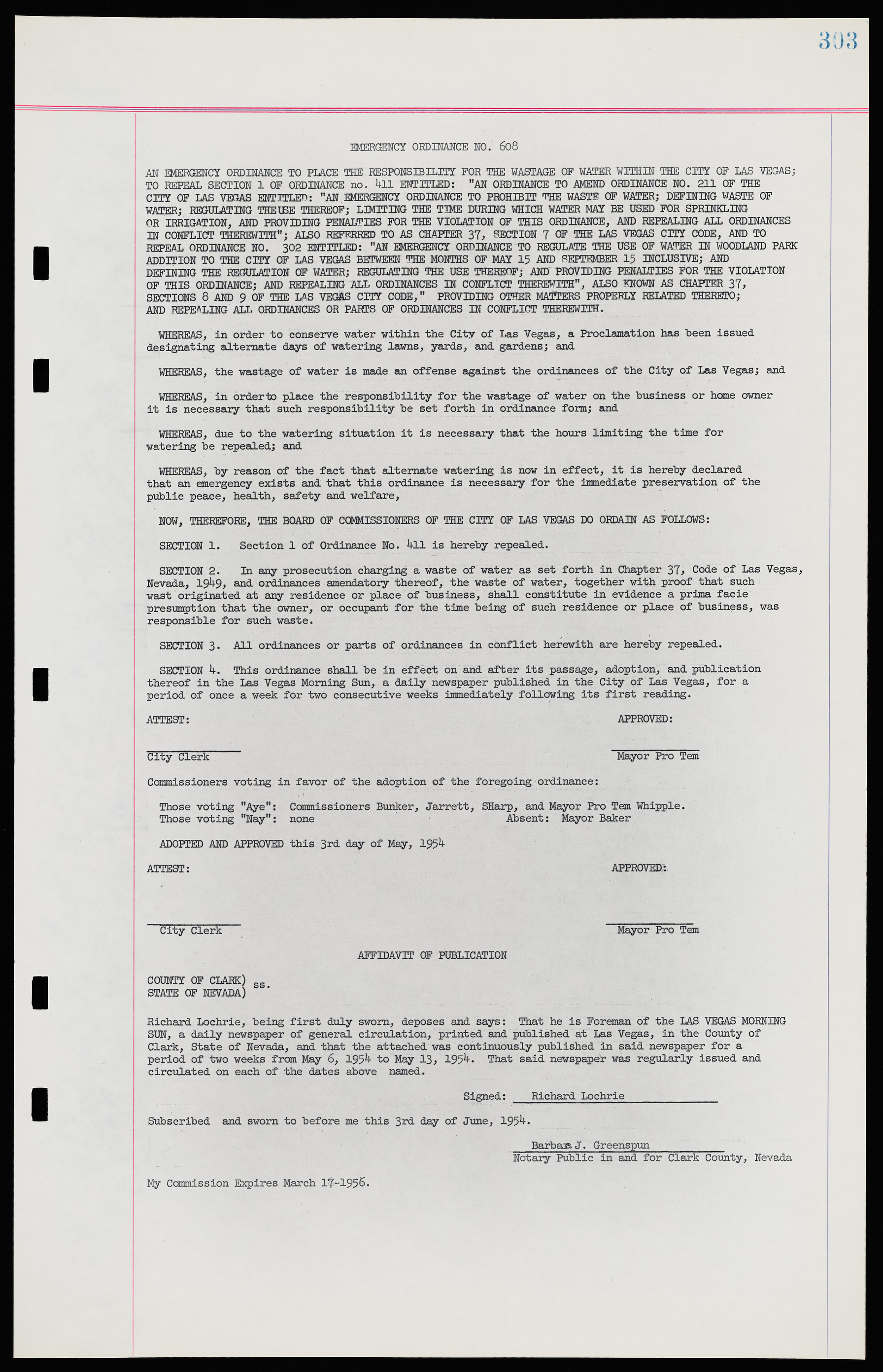 Las Vegas City Ordinances, November 13, 1950 to August 6, 1958, lvc000015-311