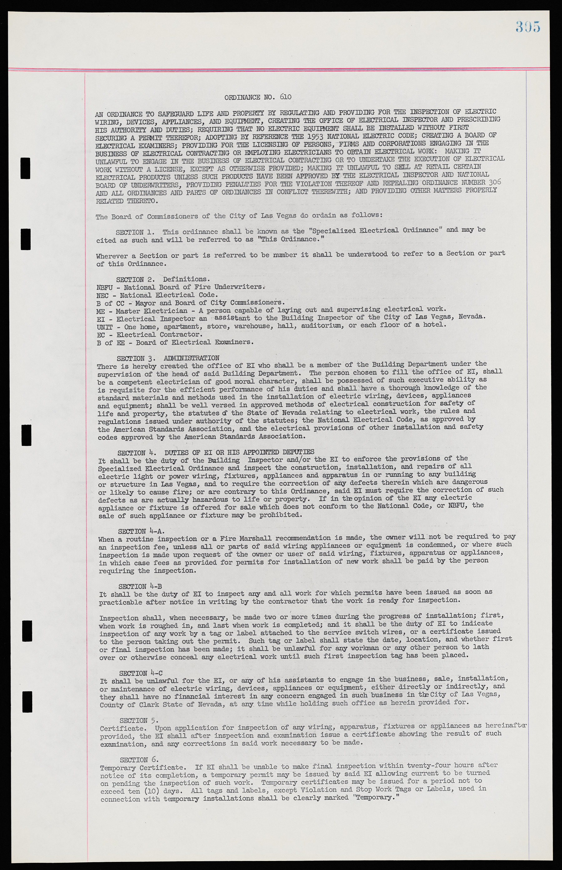 Las Vegas City Ordinances, November 13, 1950 to August 6, 1958, lvc000015-313