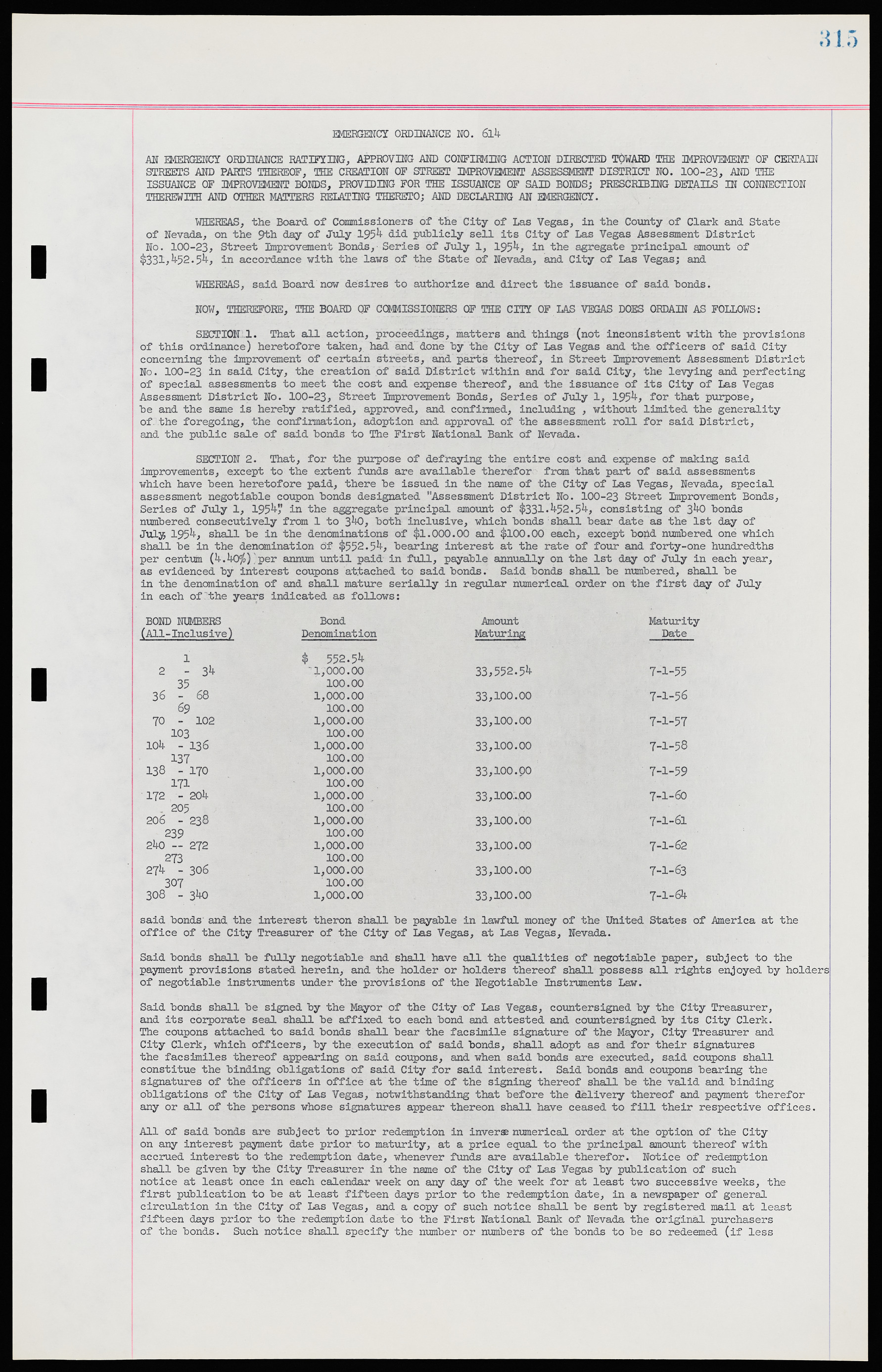 Las Vegas City Ordinances, November 13, 1950 to August 6, 1958, lvc000015-323