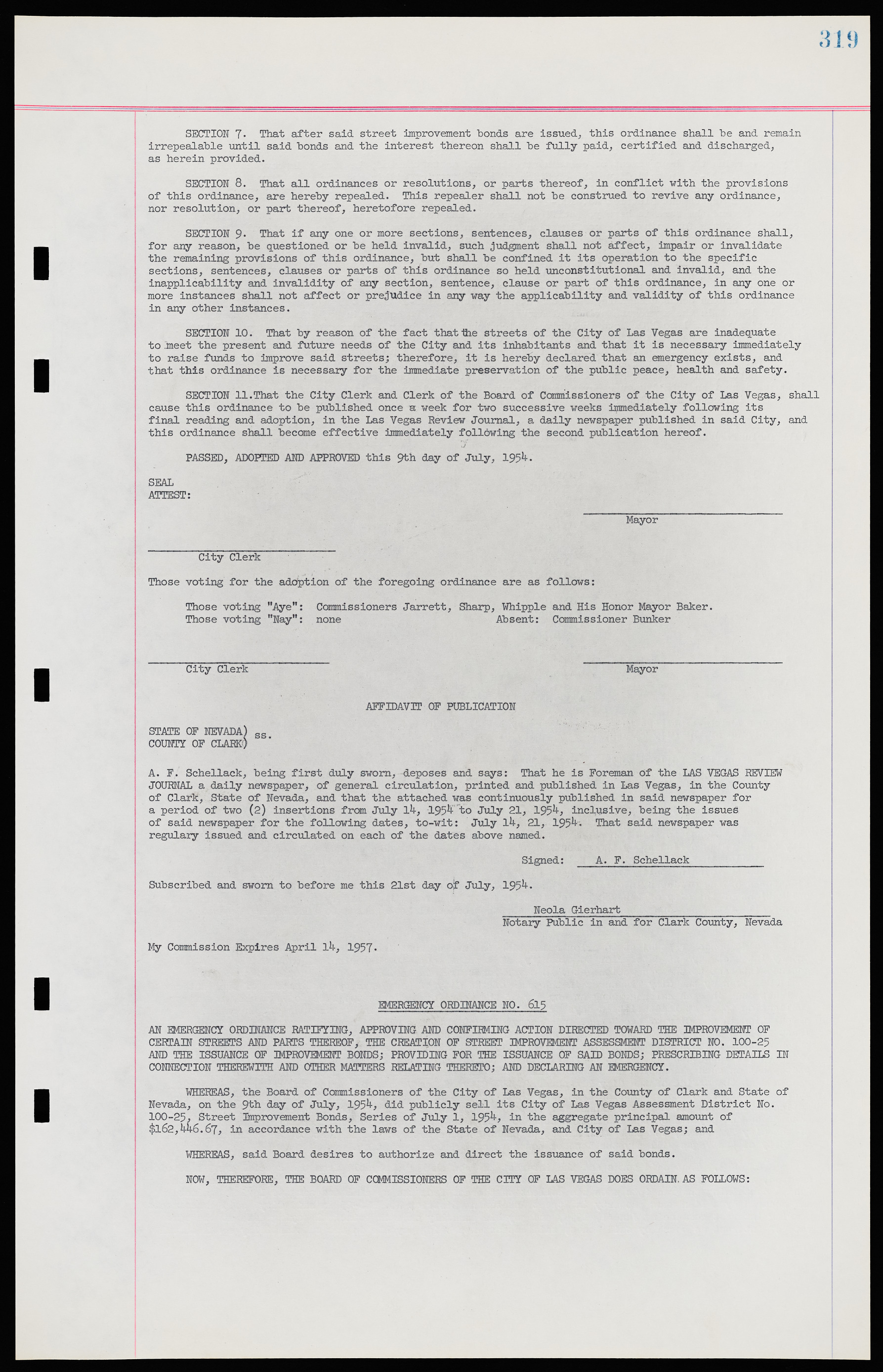 Las Vegas City Ordinances, November 13, 1950 to August 6, 1958, lvc000015-327