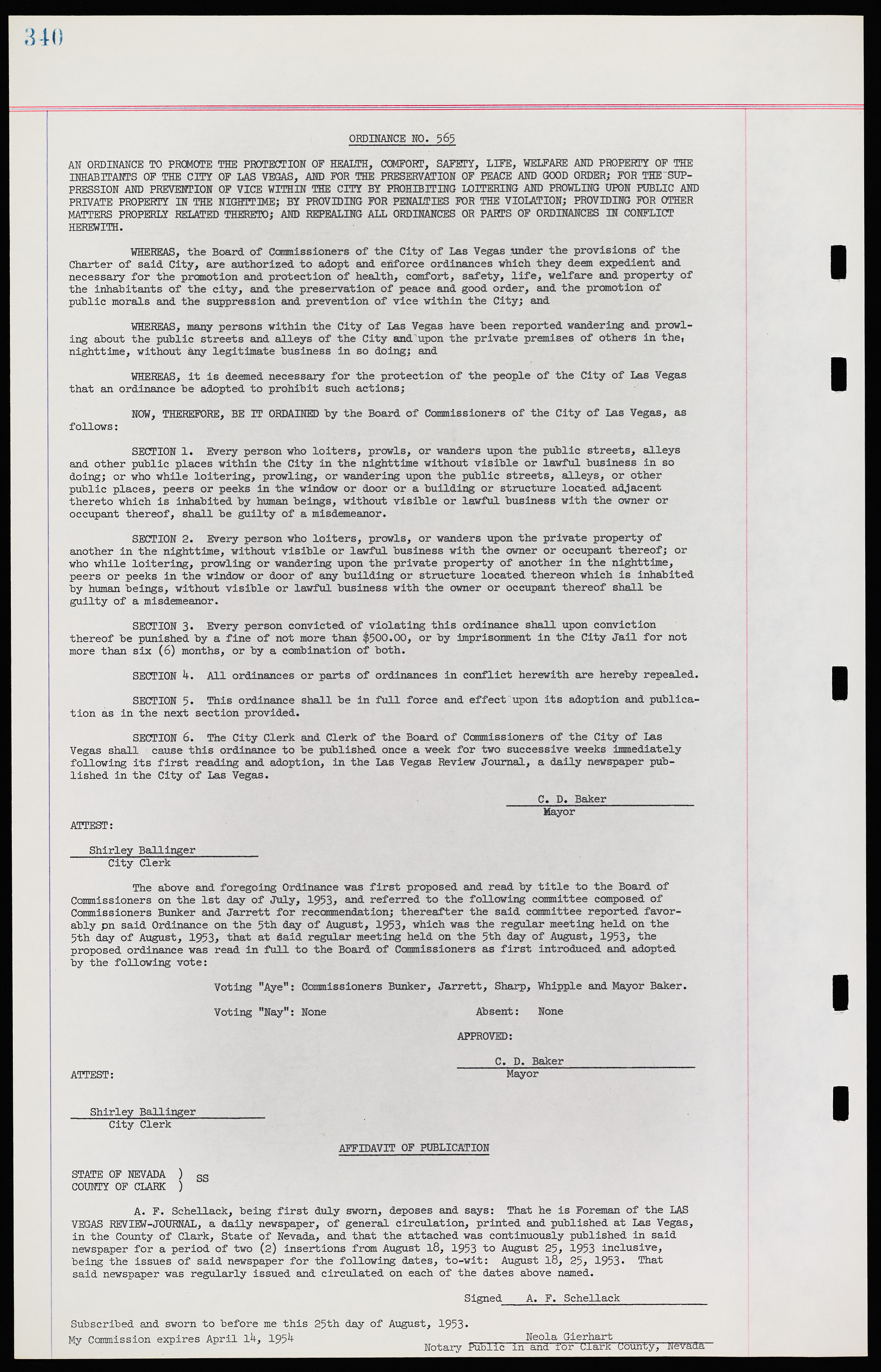 Las Vegas City Ordinances, November 13, 1950 to August 6, 1958, lvc000015-348