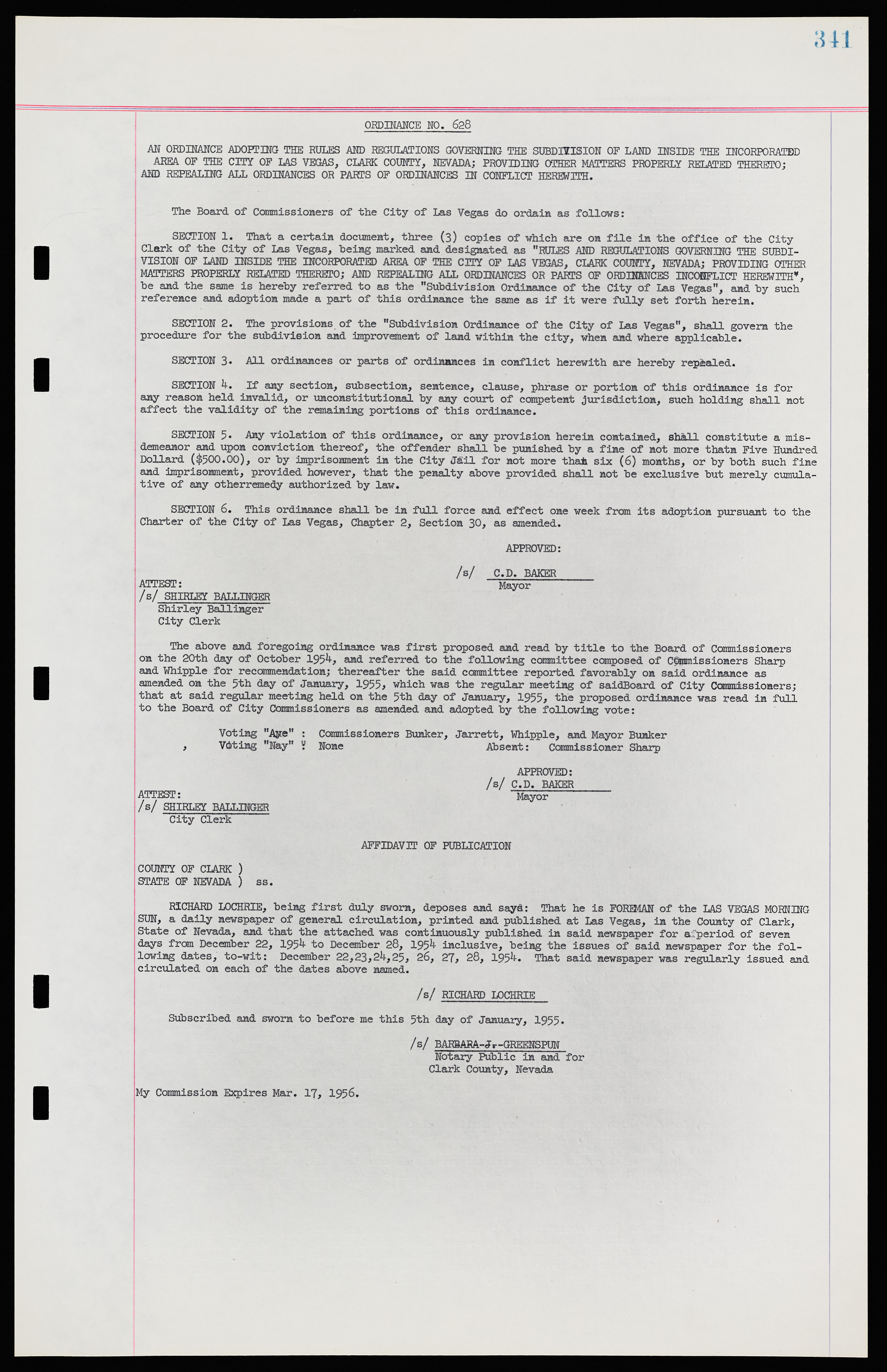 Las Vegas City Ordinances, November 13, 1950 to August 6, 1958, lvc000015-349