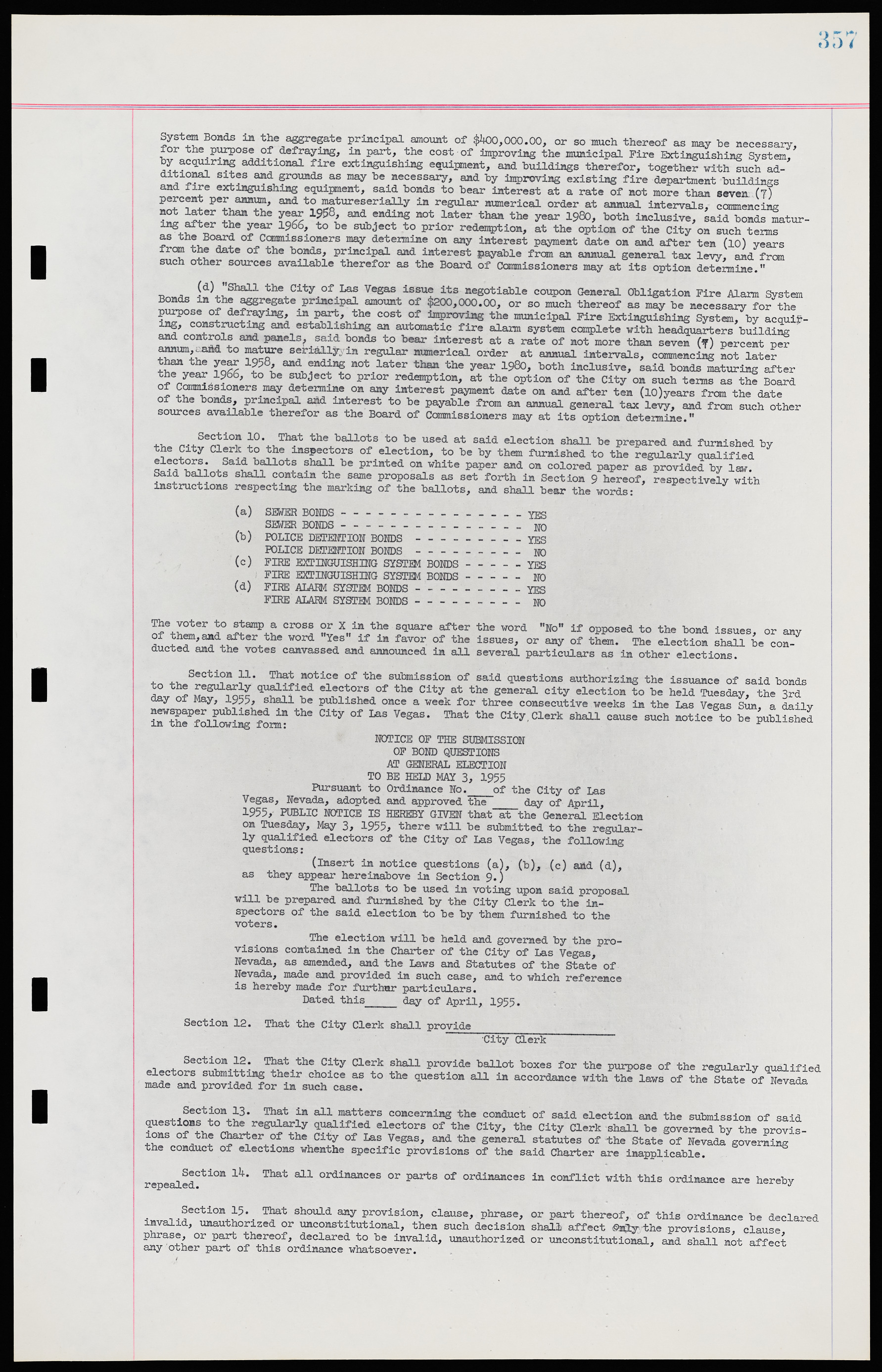 Las Vegas City Ordinances, November 13, 1950 to August 6, 1958, lvc000015-365