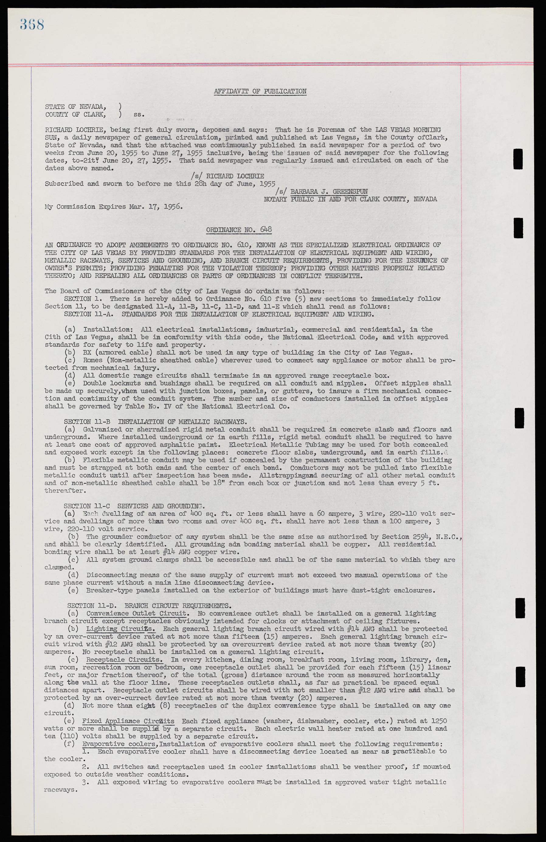 Las Vegas City Ordinances, November 13, 1950 to August 6, 1958, lvc000015-376