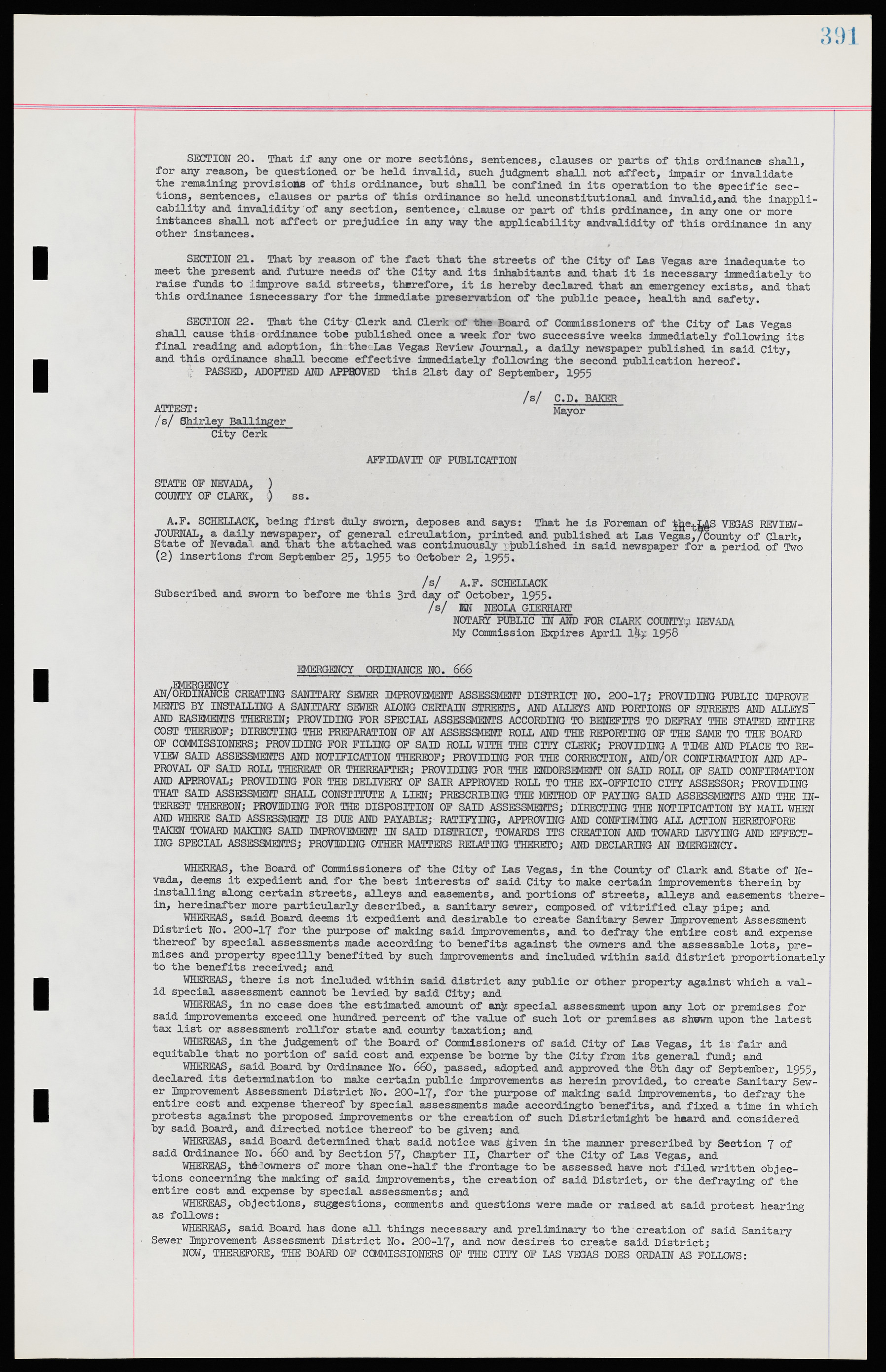 Las Vegas City Ordinances, November 13, 1950 to August 6, 1958, lvc000015-399