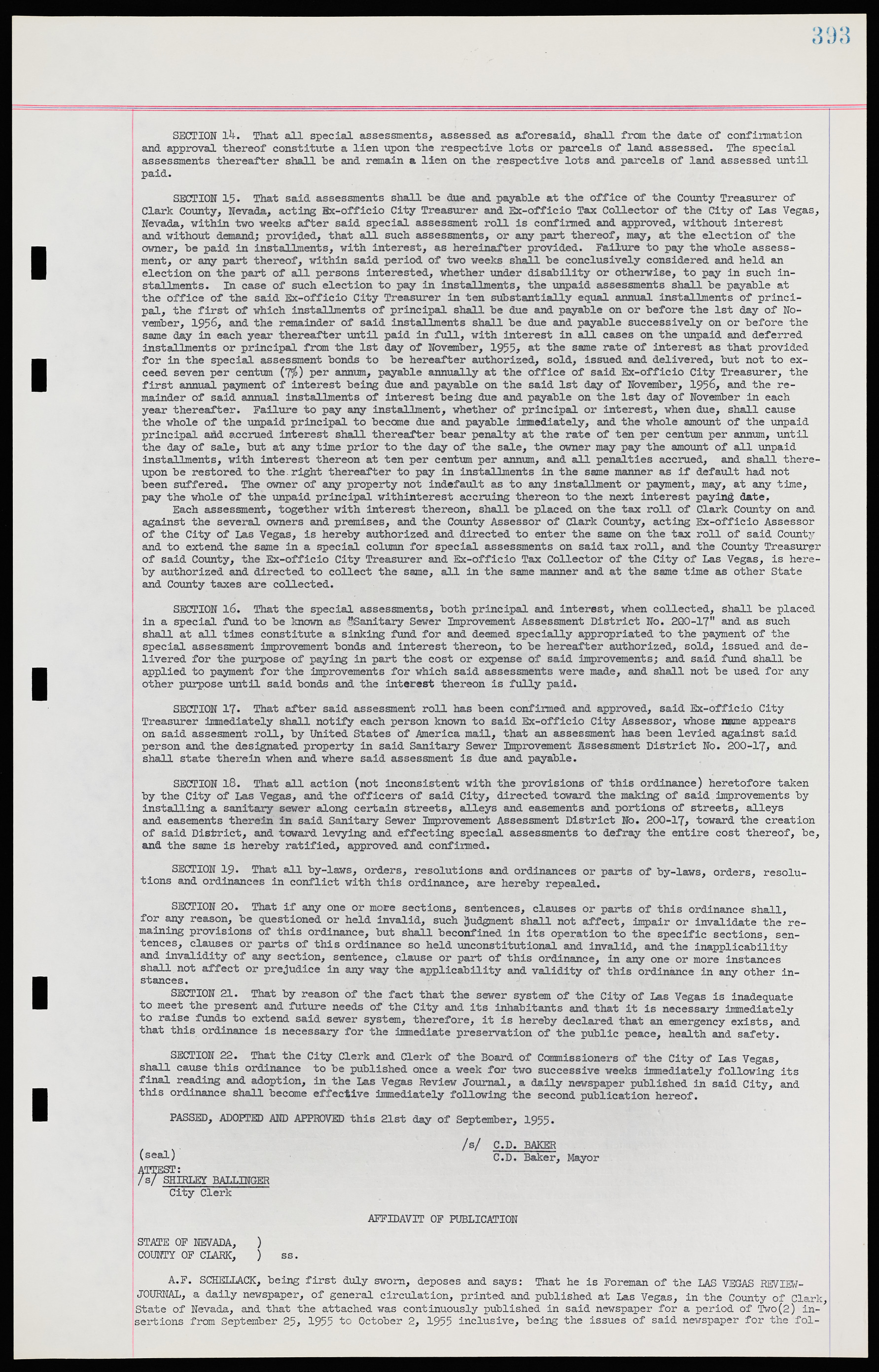 Las Vegas City Ordinances, November 13, 1950 to August 6, 1958, lvc000015-401