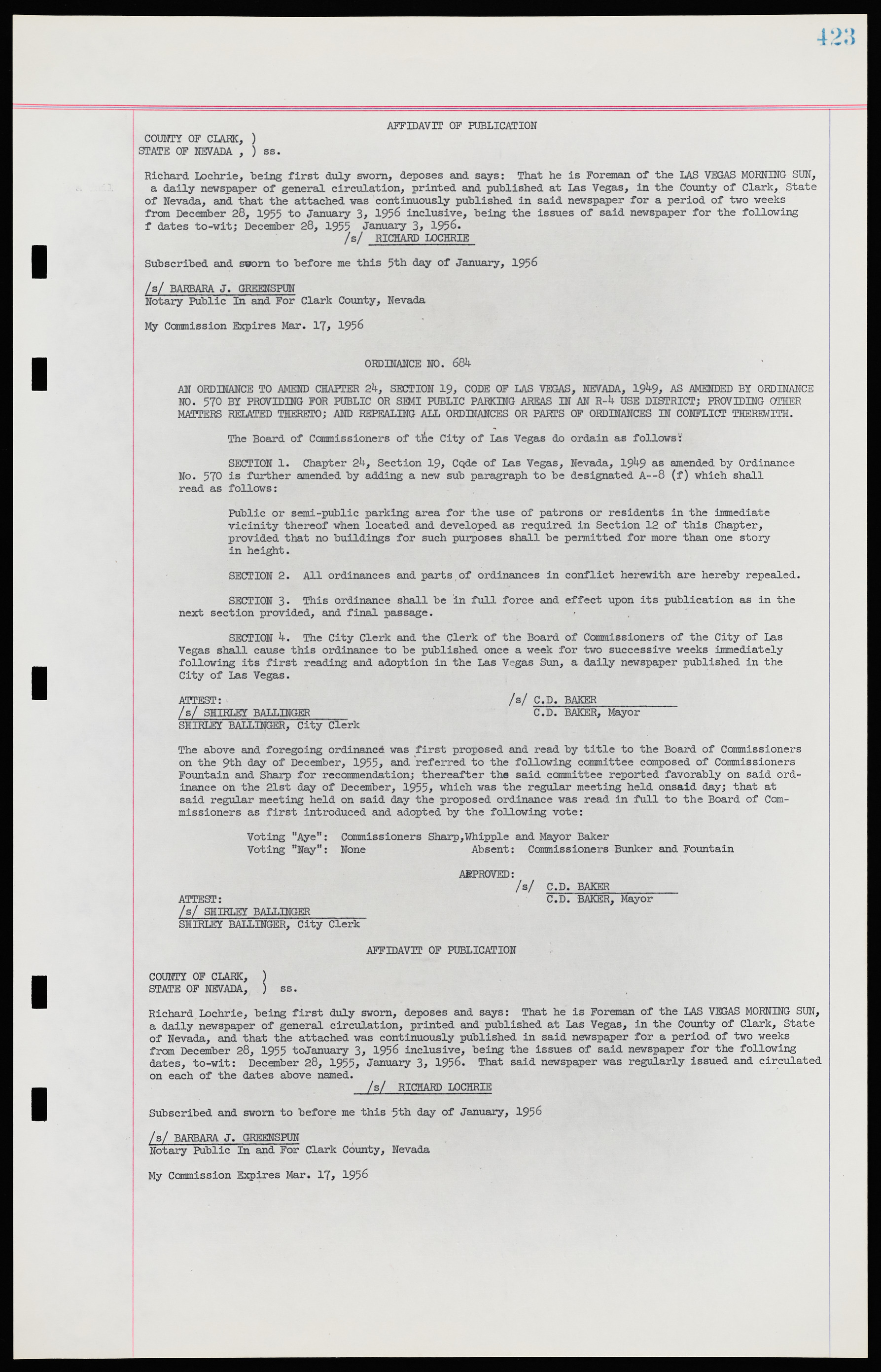 Las Vegas City Ordinances, November 13, 1950 to August 6, 1958, lvc000015-431