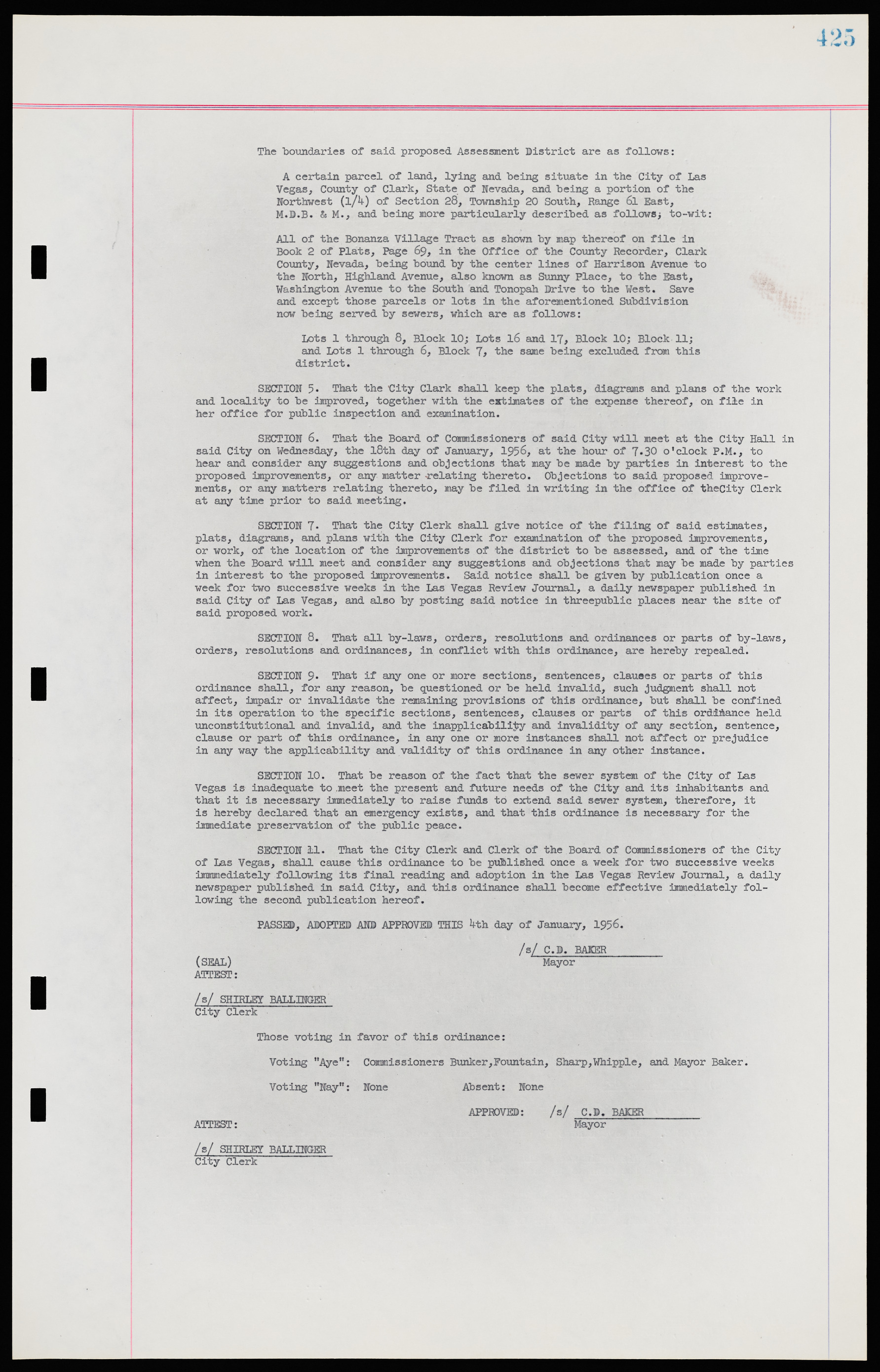 Las Vegas City Ordinances, November 13, 1950 to August 6, 1958, lvc000015-433