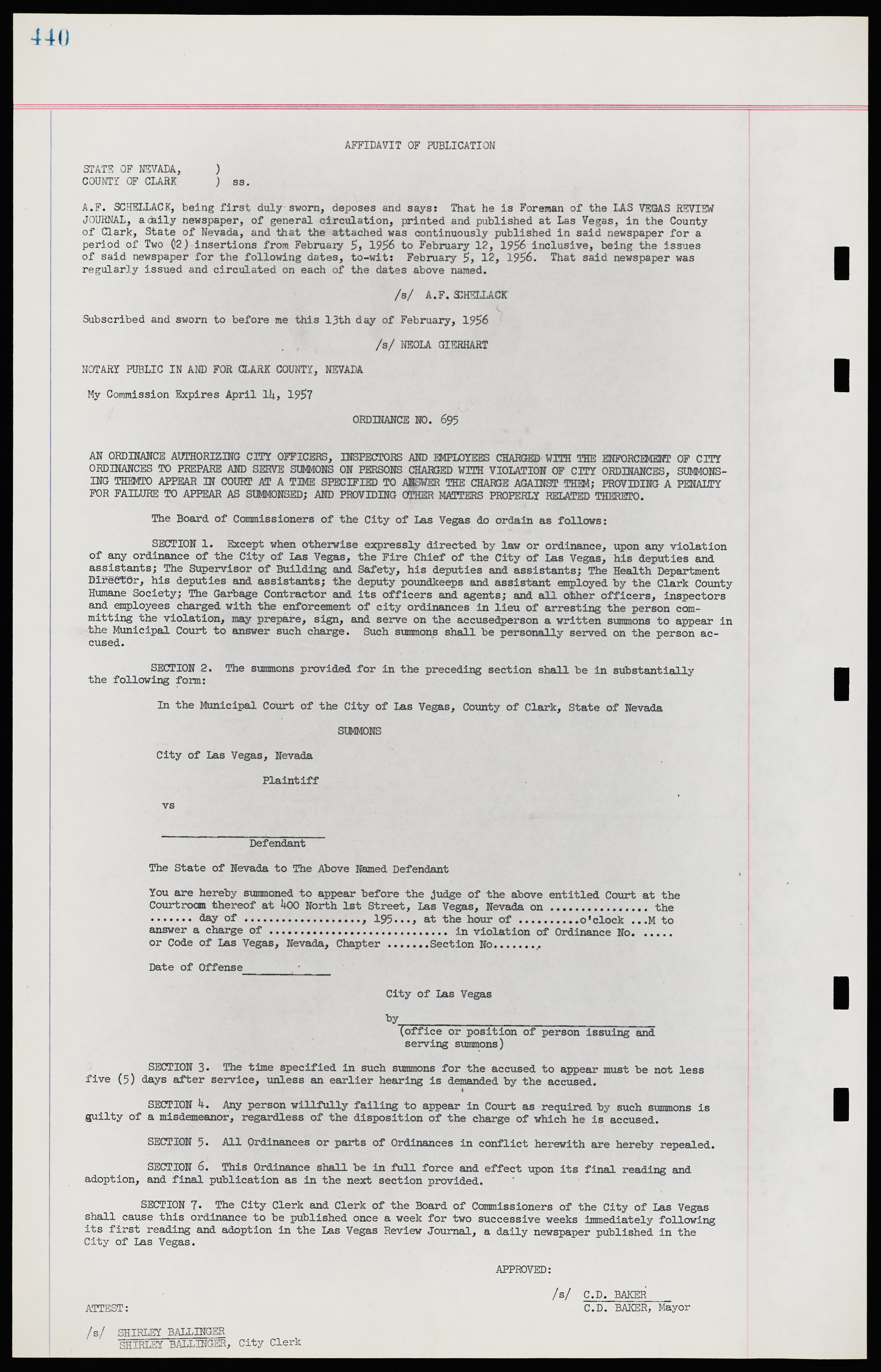 Las Vegas City Ordinances, November 13, 1950 to August 6, 1958, lvc000015-448