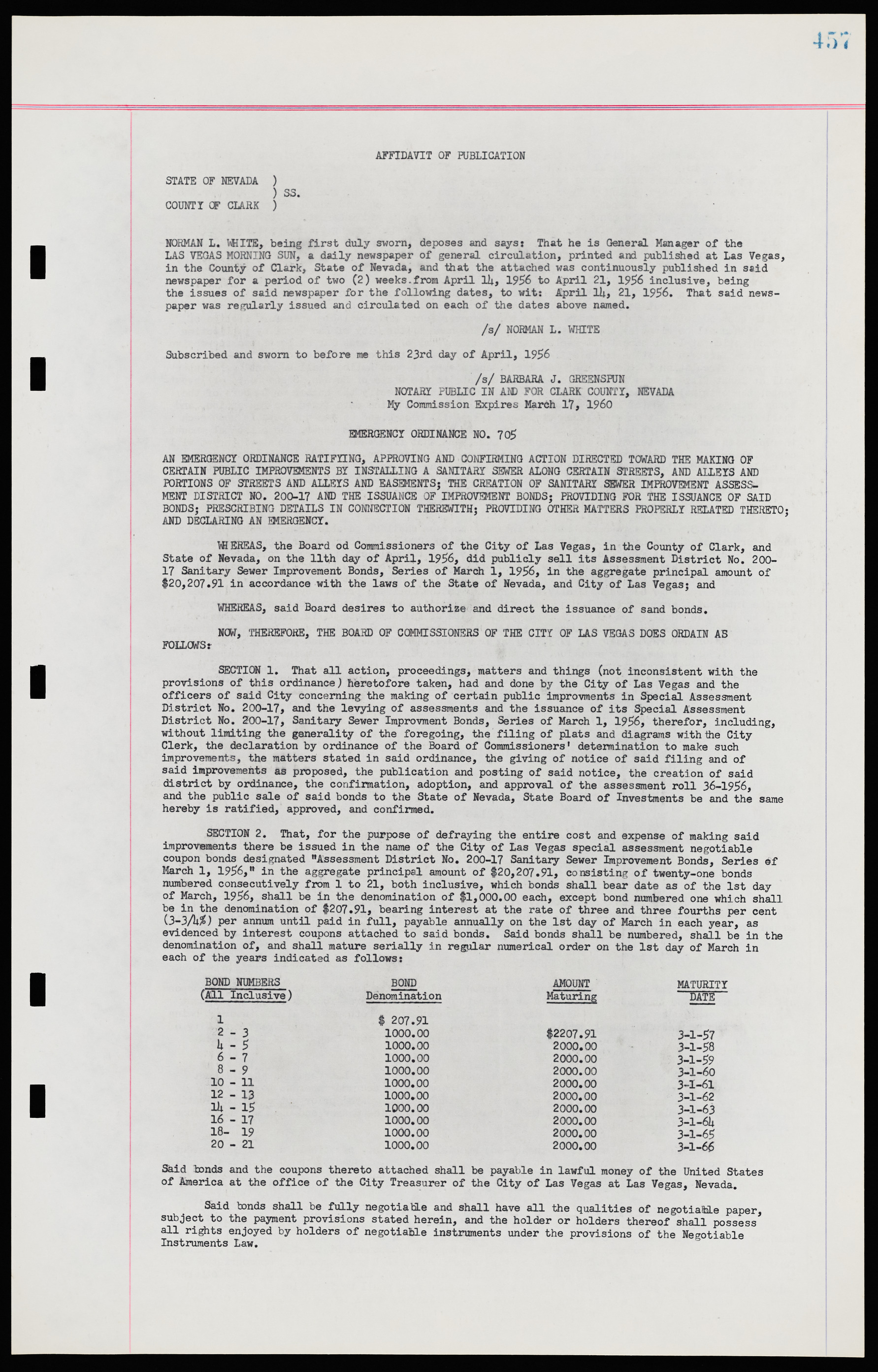 Las Vegas City Ordinances, November 13, 1950 to August 6, 1958, lvc000015-465