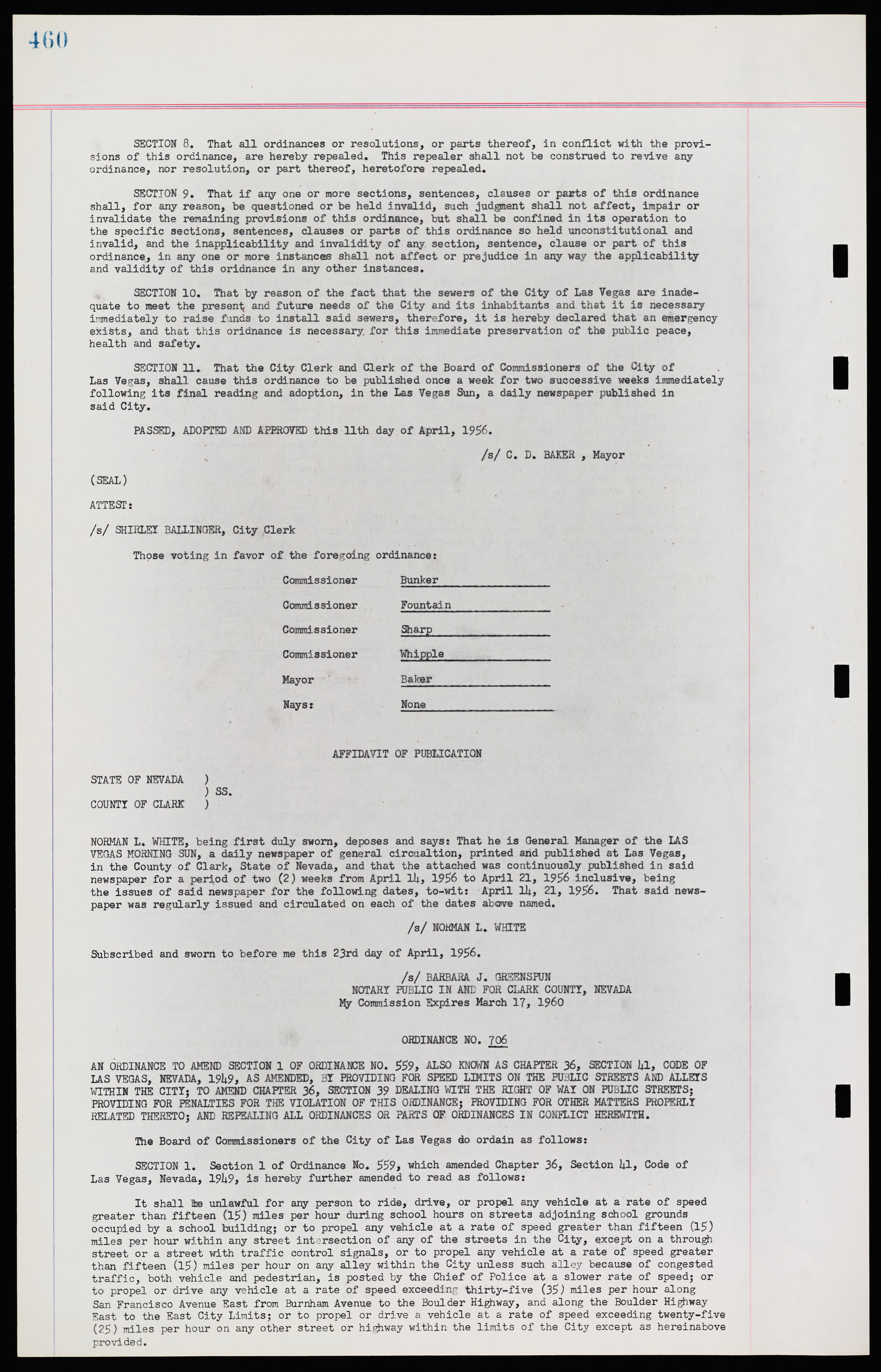 Las Vegas City Ordinances, November 13, 1950 to August 6, 1958, lvc000015-468