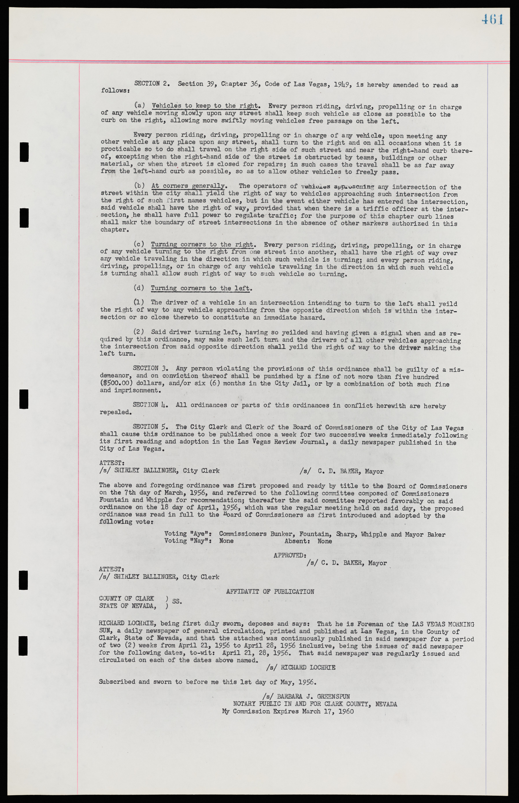 Las Vegas City Ordinances, November 13, 1950 to August 6, 1958, lvc000015-469
