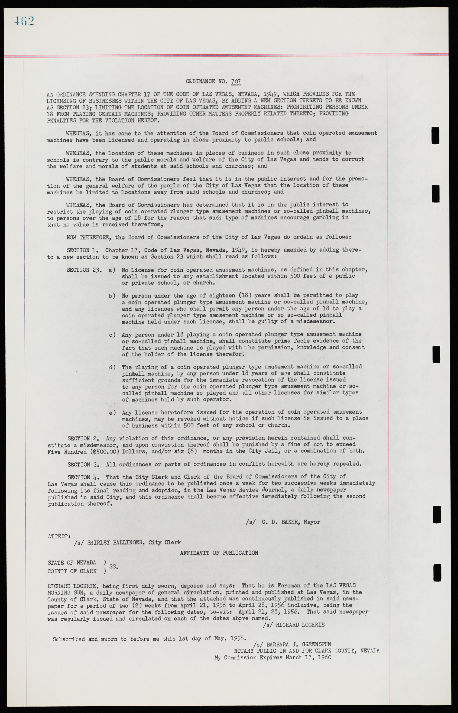 Las Vegas City Ordinances, November 13, 1950 to August 6, 1958, lvc000015-470