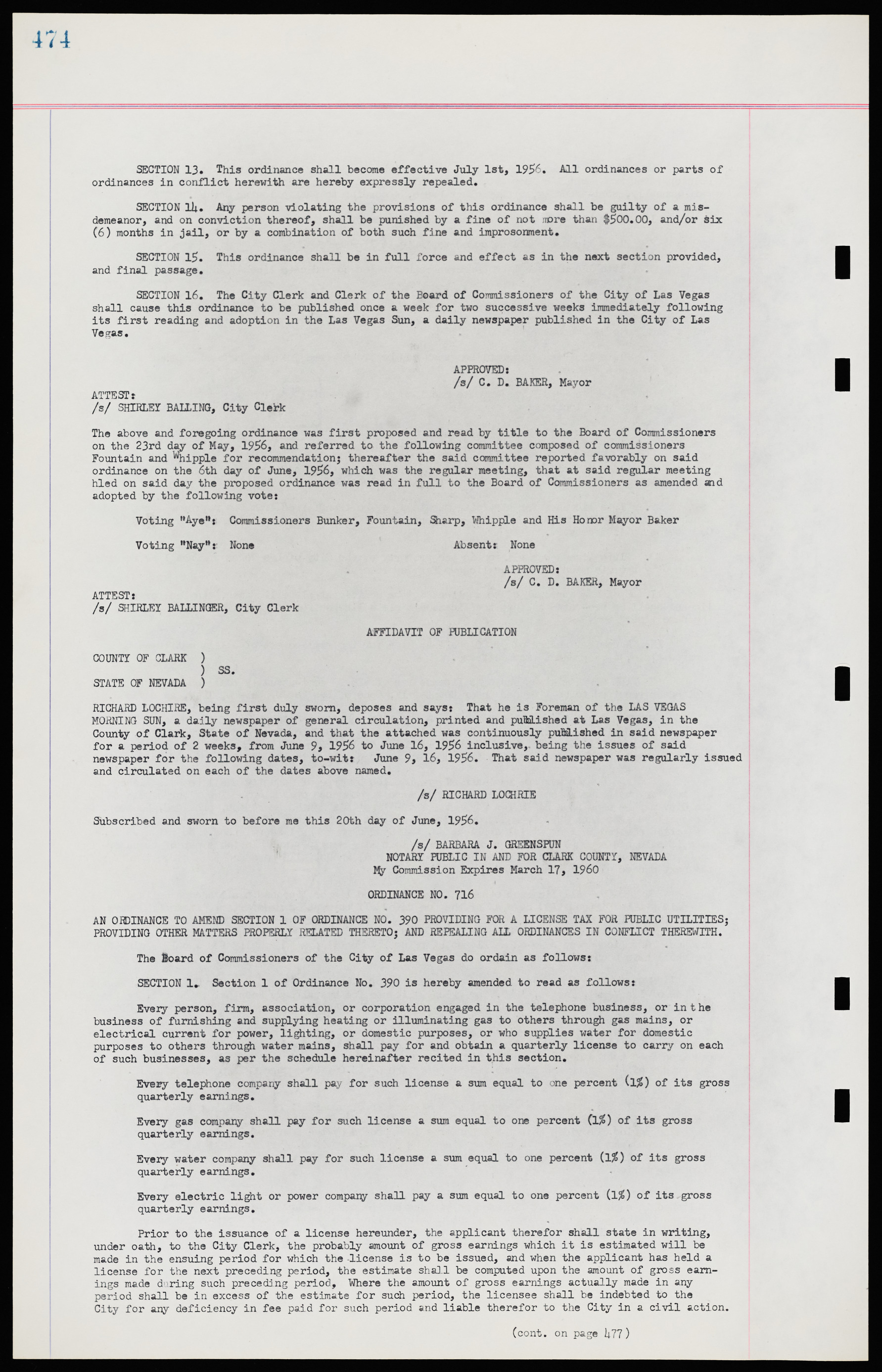 Las Vegas City Ordinances, November 13, 1950 to August 6, 1958, lvc000015-482