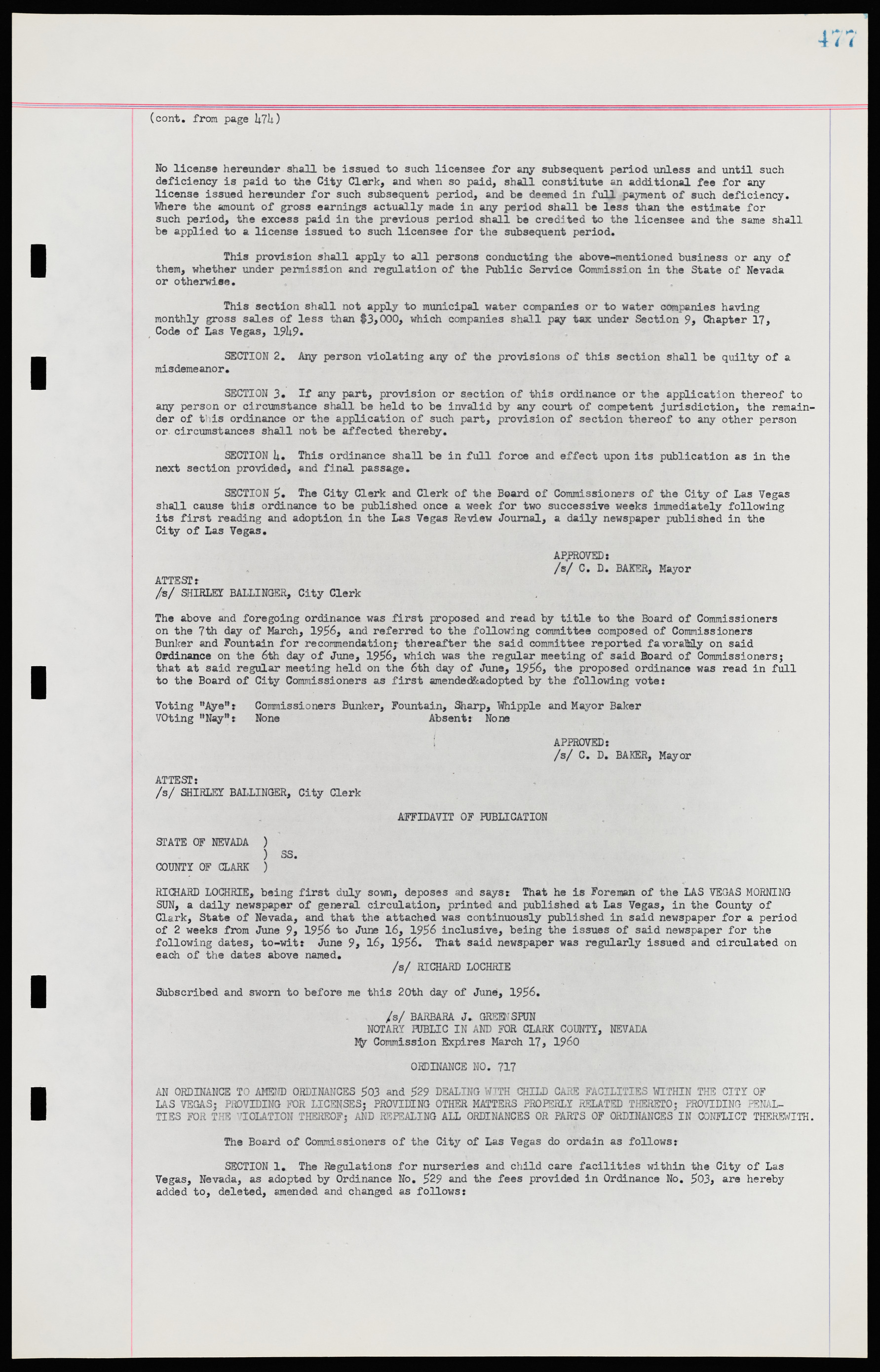 Las Vegas City Ordinances, November 13, 1950 to August 6, 1958, lvc000015-485