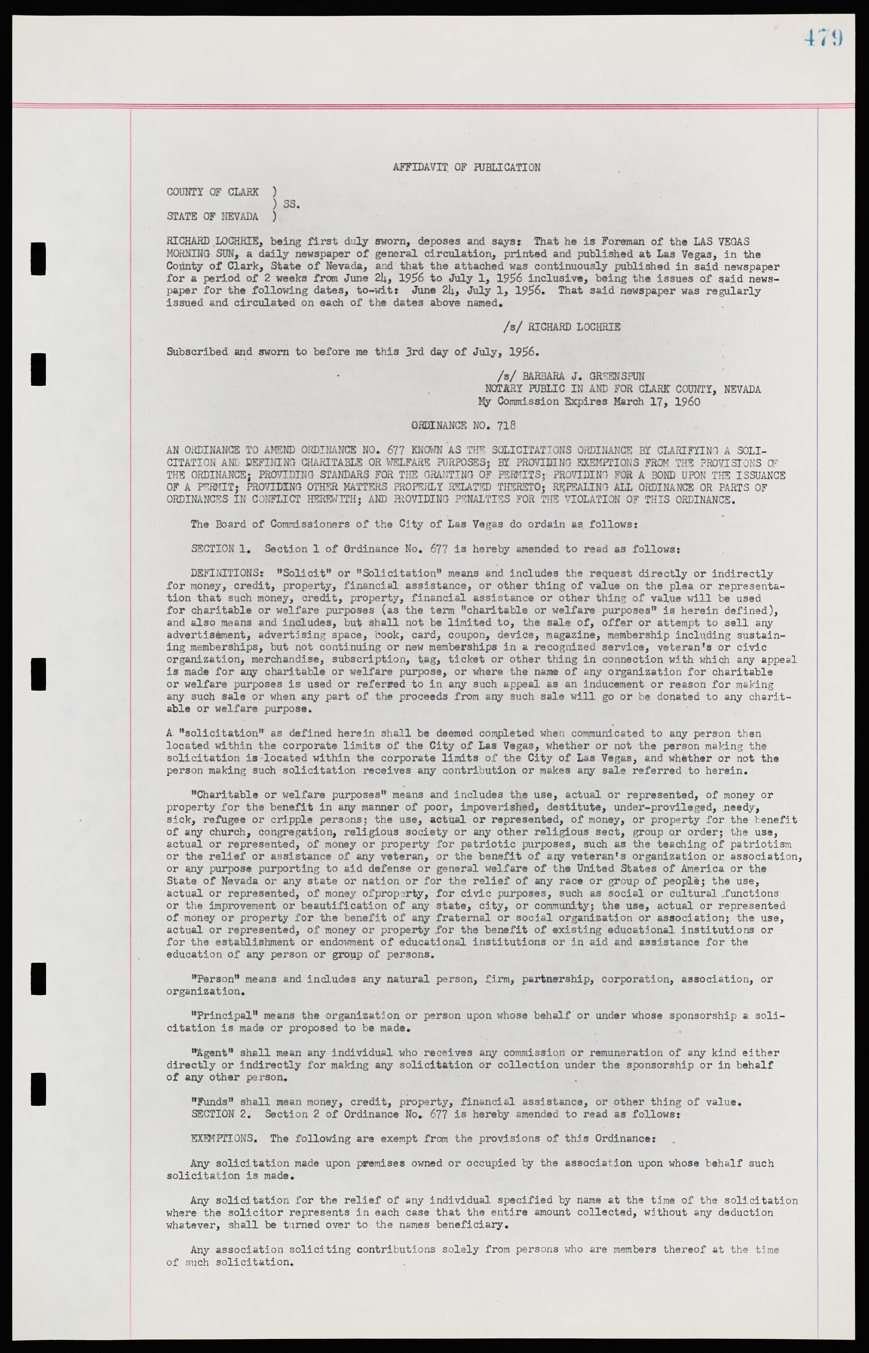 Las Vegas City Ordinances, November 13, 1950 to August 6, 1958, lvc000015-487