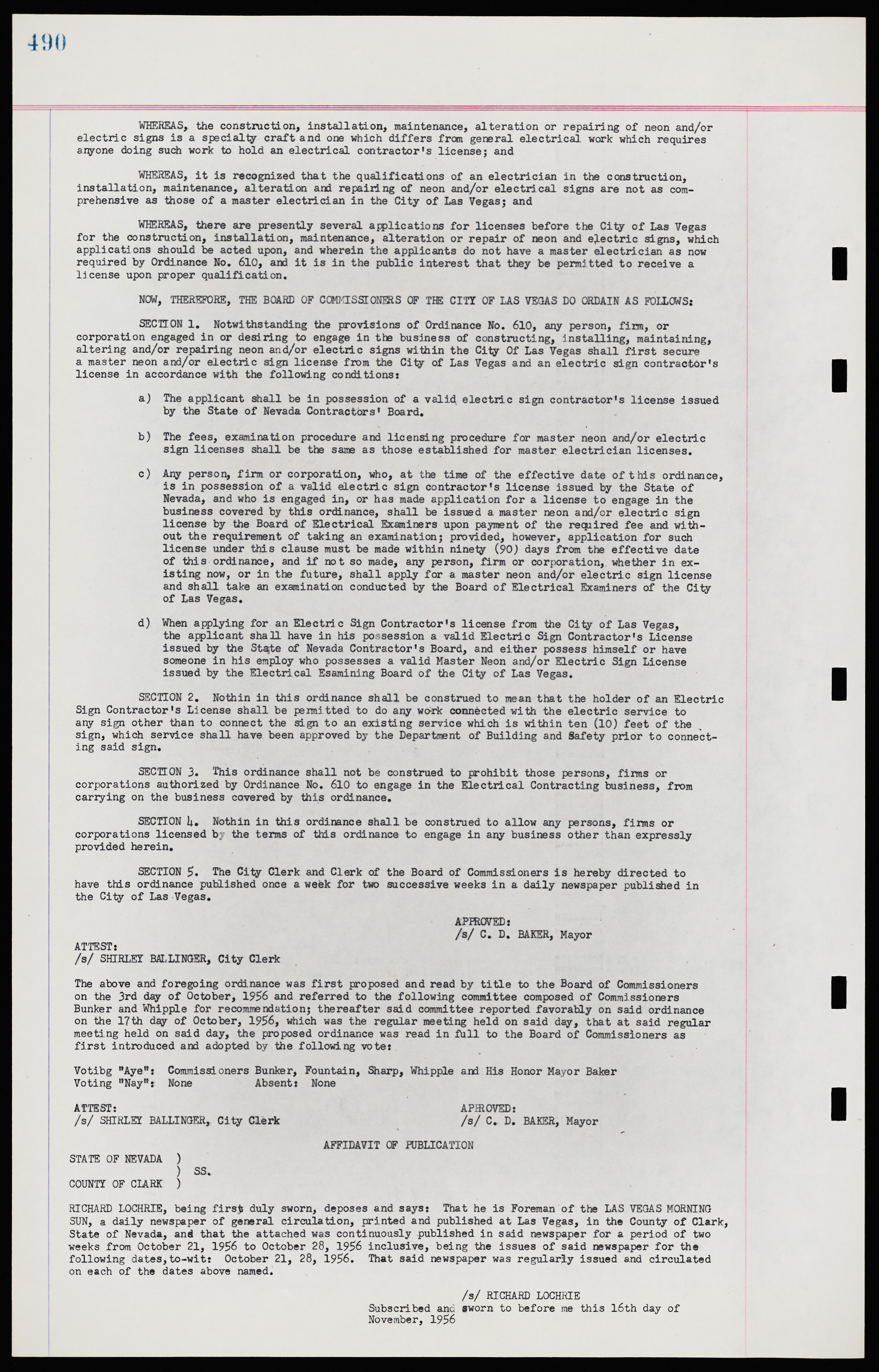 Las Vegas City Ordinances, November 13, 1950 to August 6, 1958, lvc000015-498