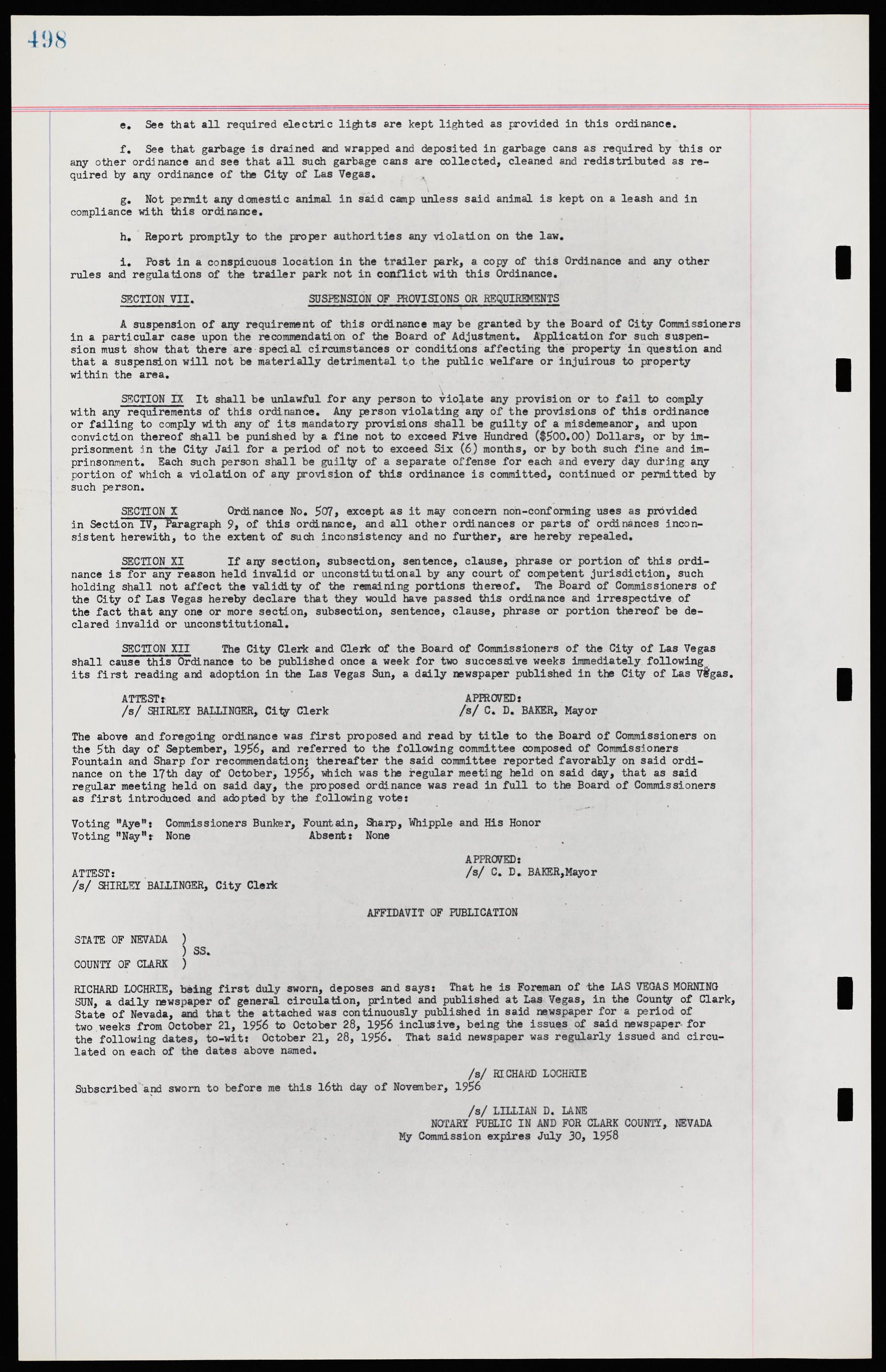 Las Vegas City Ordinances, November 13, 1950 to August 6, 1958, lvc000015-506