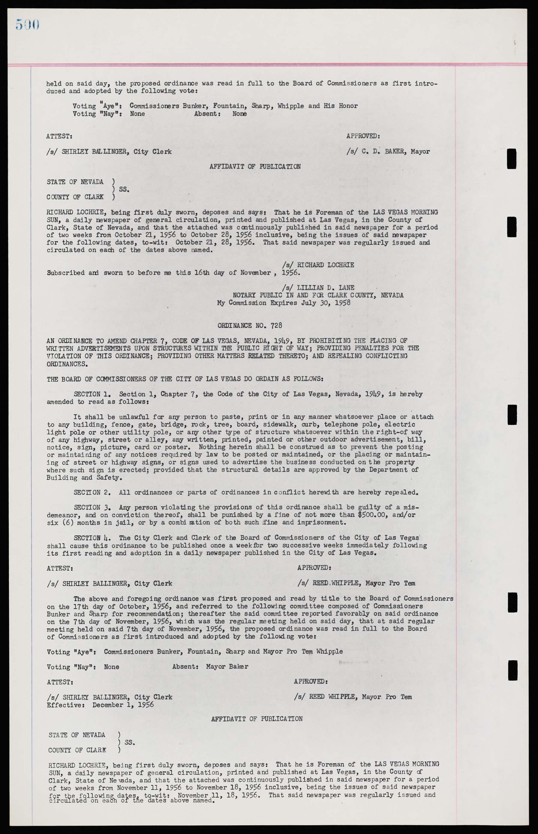 Las Vegas City Ordinances, November 13, 1950 to August 6, 1958, lvc000015-508