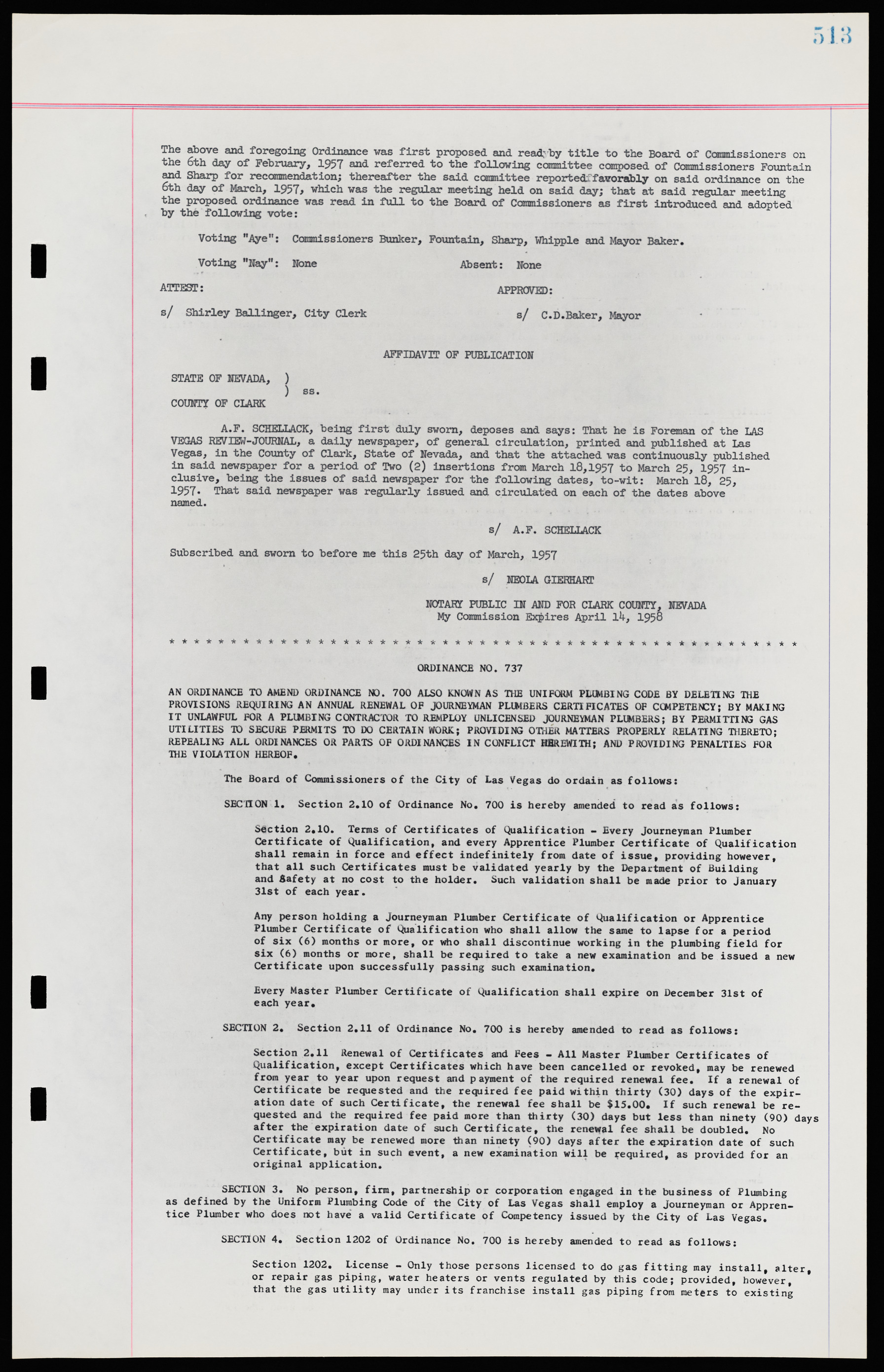 Las Vegas City Ordinances, November 13, 1950 to August 6, 1958, lvc000015-521
