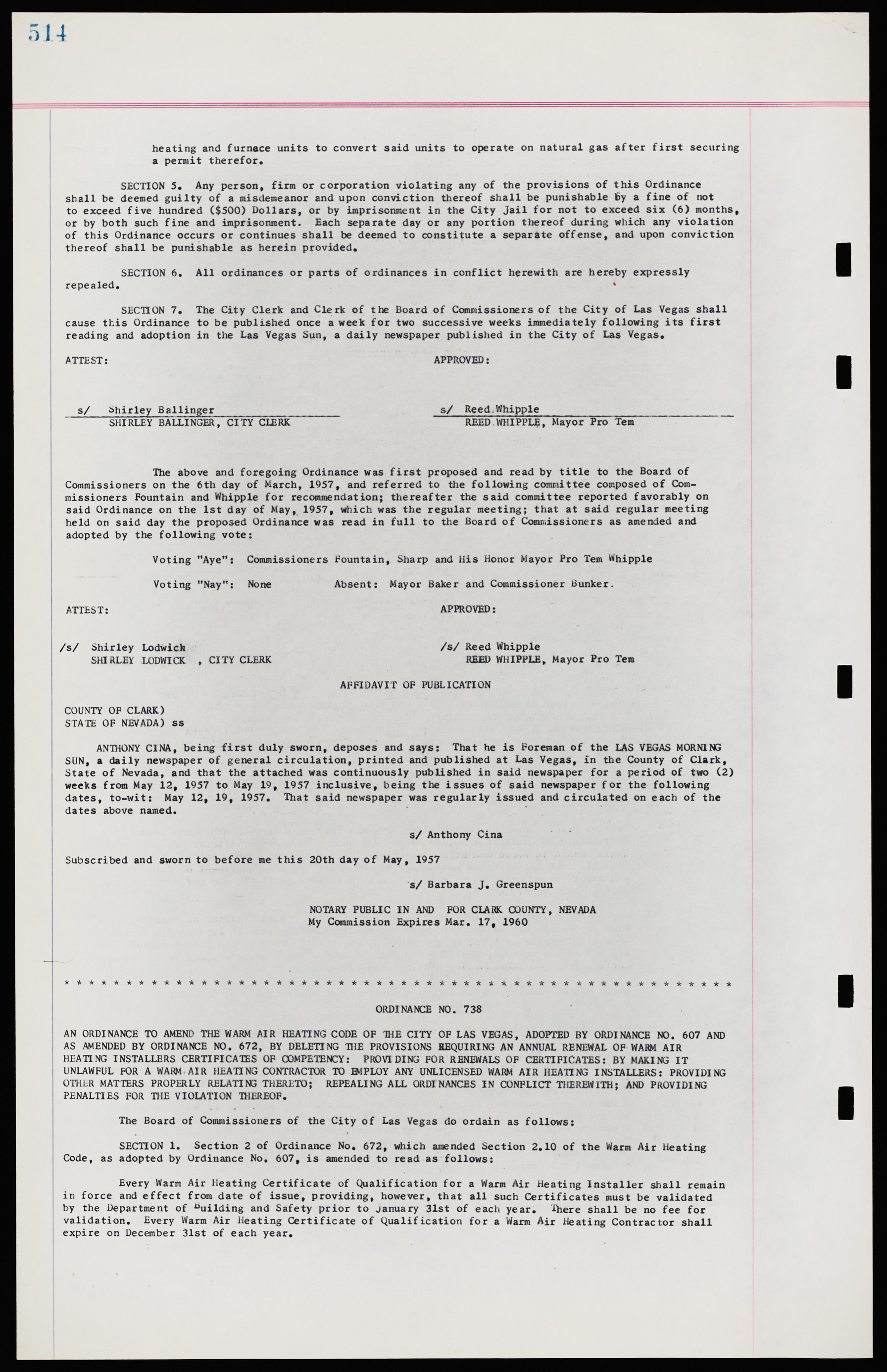 Las Vegas City Ordinances, November 13, 1950 to August 6, 1958, lvc000015-522