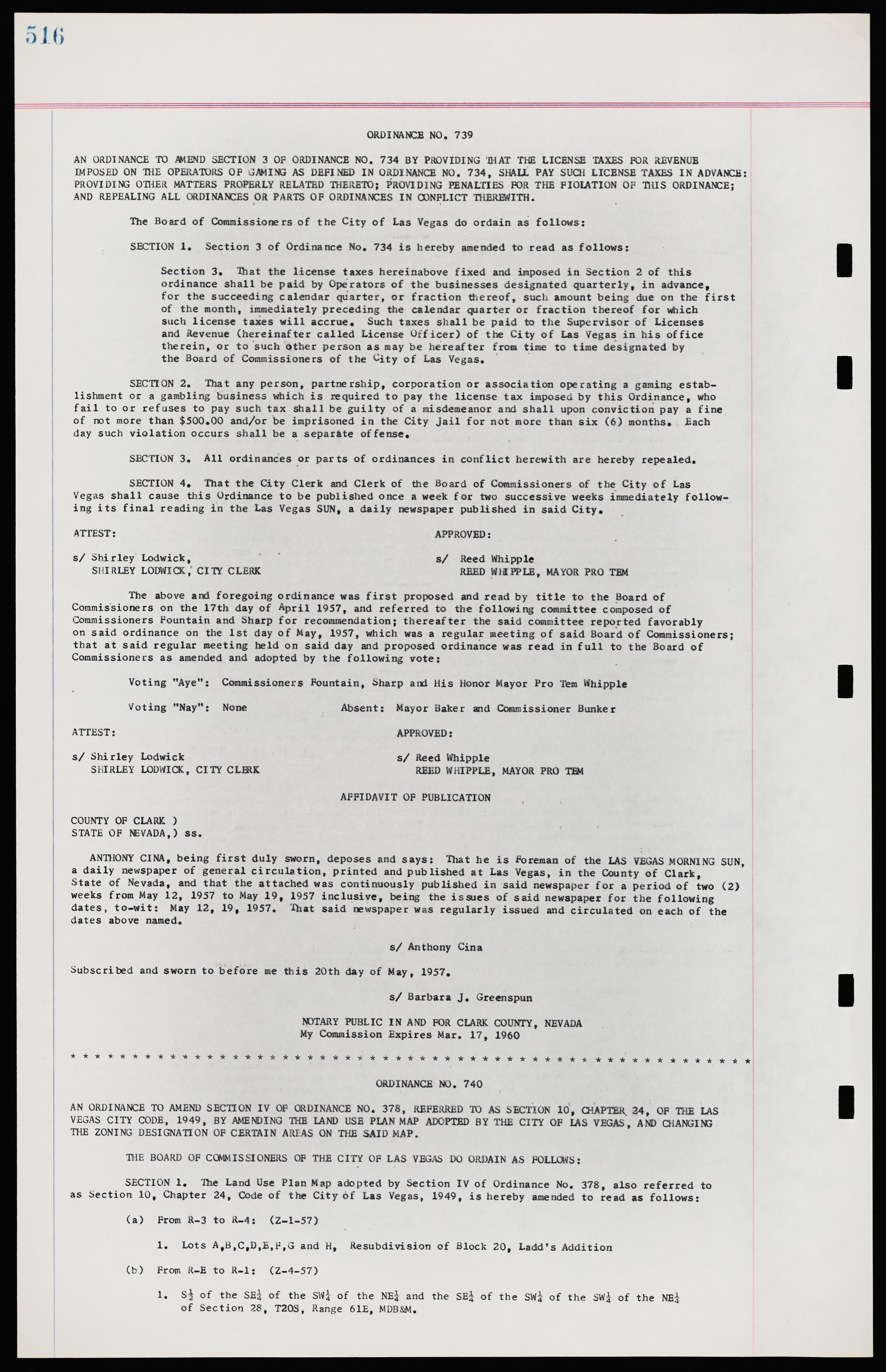 Las Vegas City Ordinances, November 13, 1950 to August 6, 1958, lvc000015-524