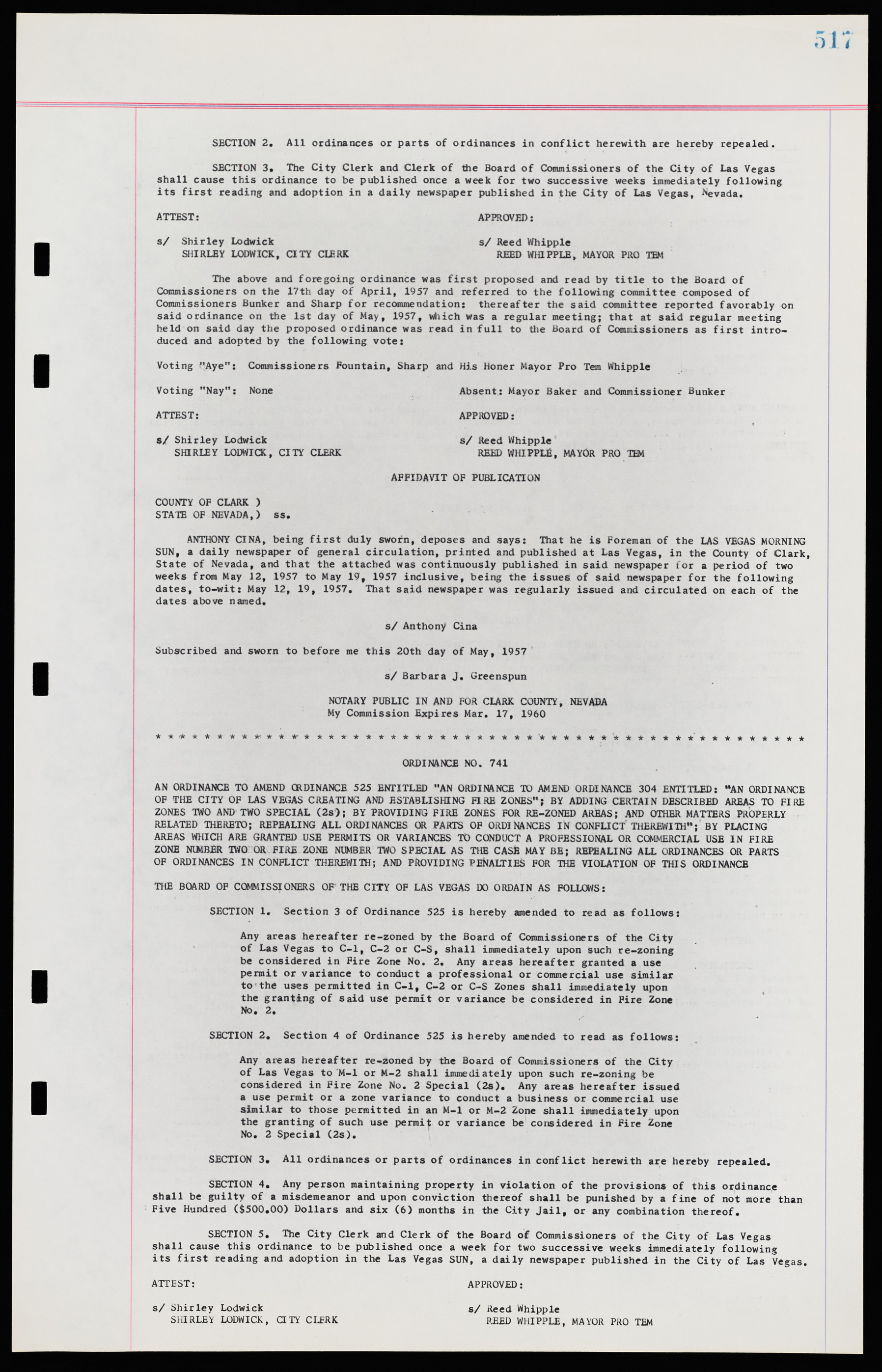 Las Vegas City Ordinances, November 13, 1950 to August 6, 1958, lvc000015-525